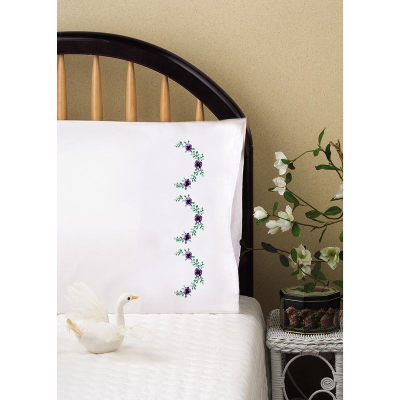 Tobin Stamped For Embroidery Pillowcase Pair 20"X30"-Lilac Scallop