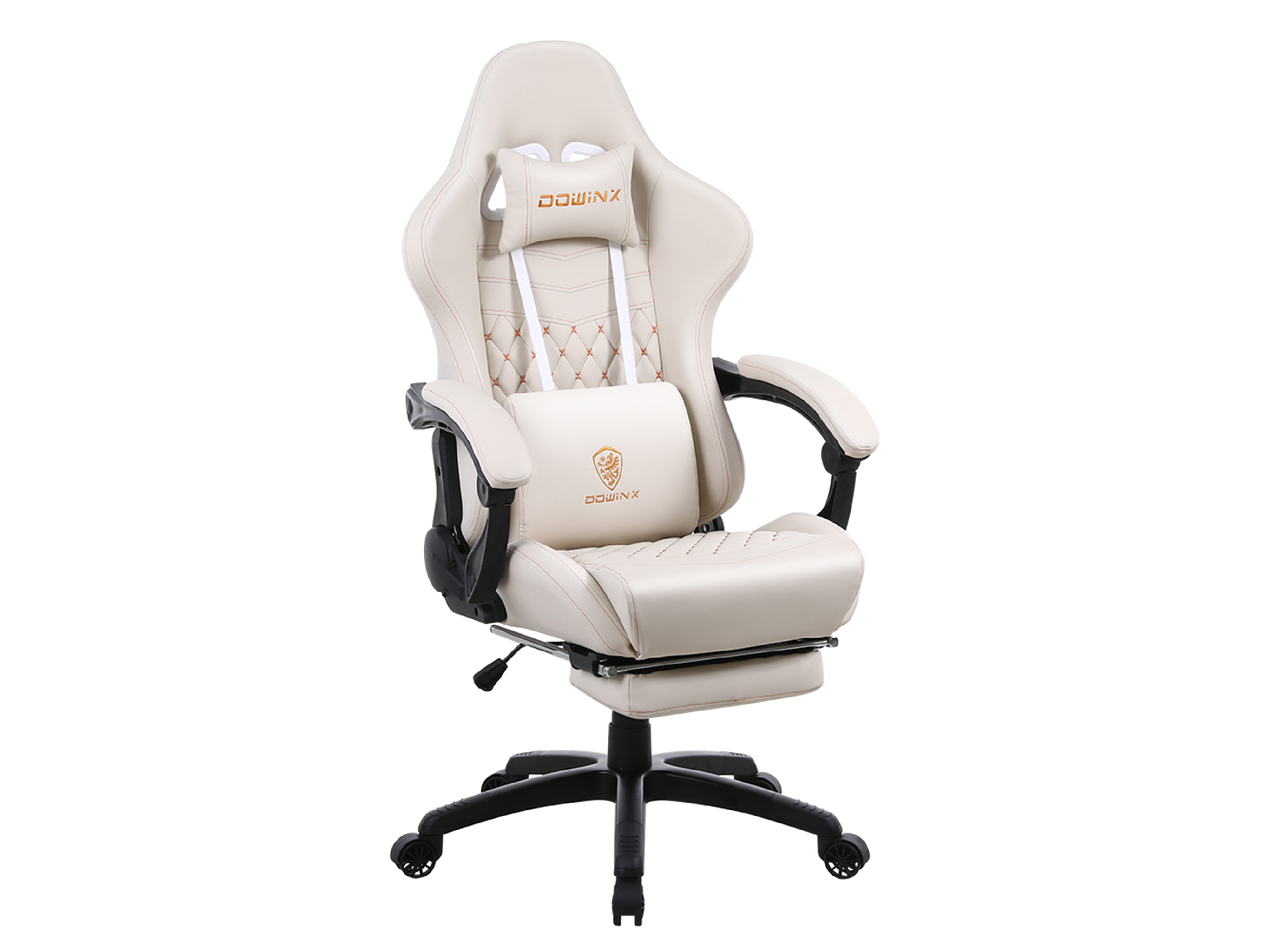 Dowinx Gaming Chair Office Chair PC Chair with Massage Lumbar Support, Racing Style PU Leather High Back Adjustable Swivel Task Chair with Footrest (Black&Red)