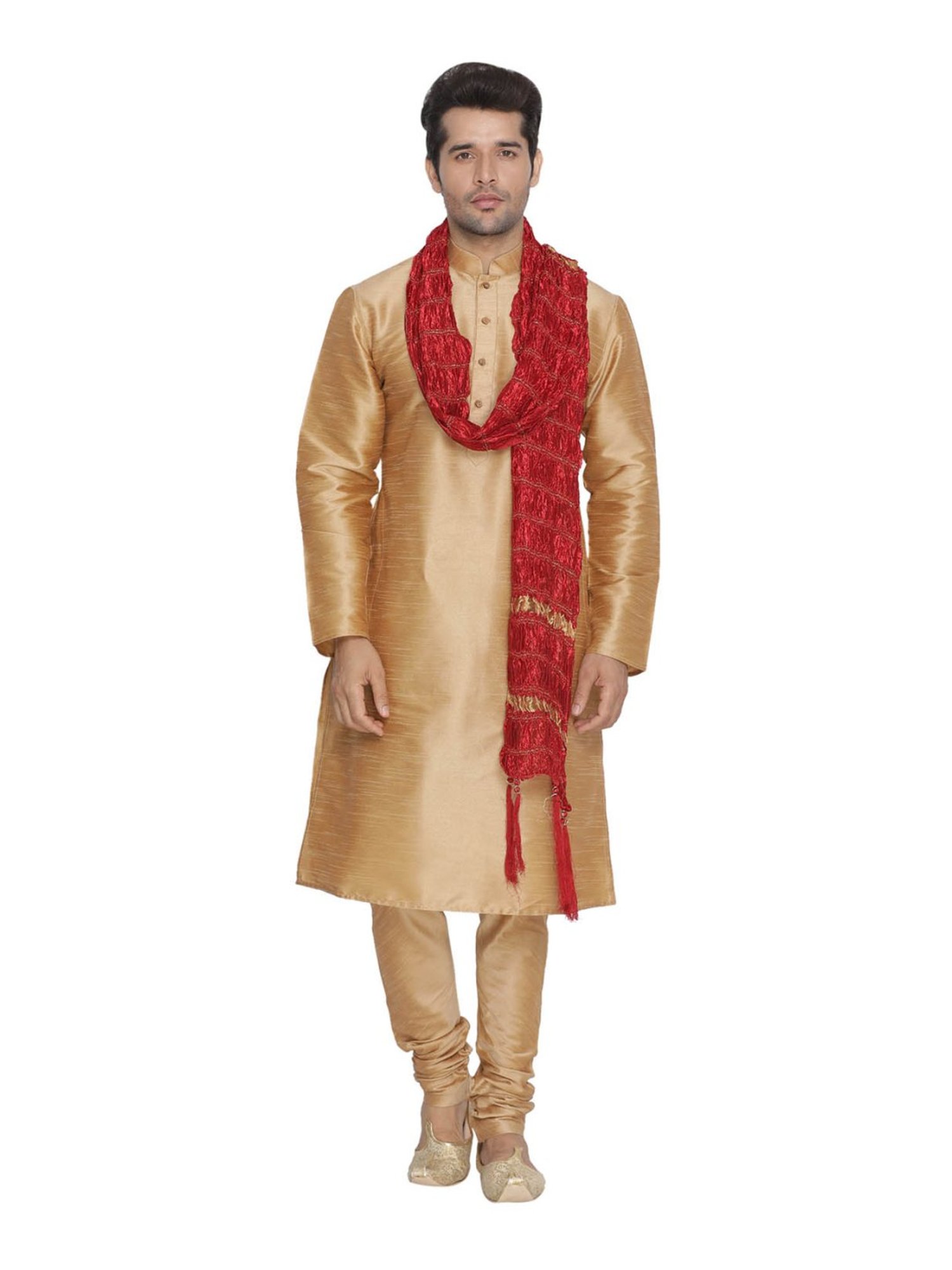 VASTRAMAY Red Lace Pattern Ethnic Dupatta