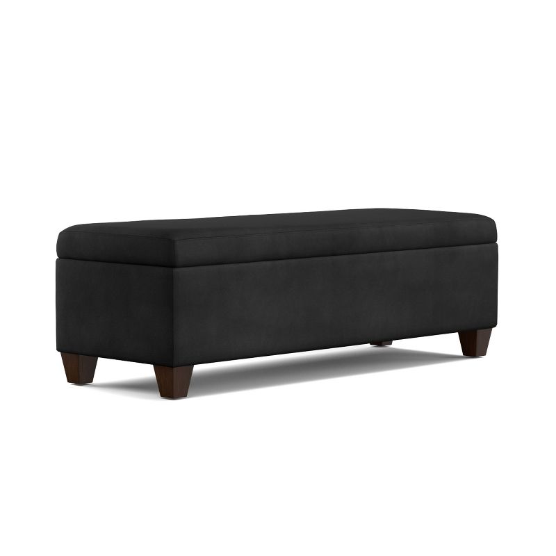 Hinged Bench Storage Ottoman Microfiber Black - Handy Living