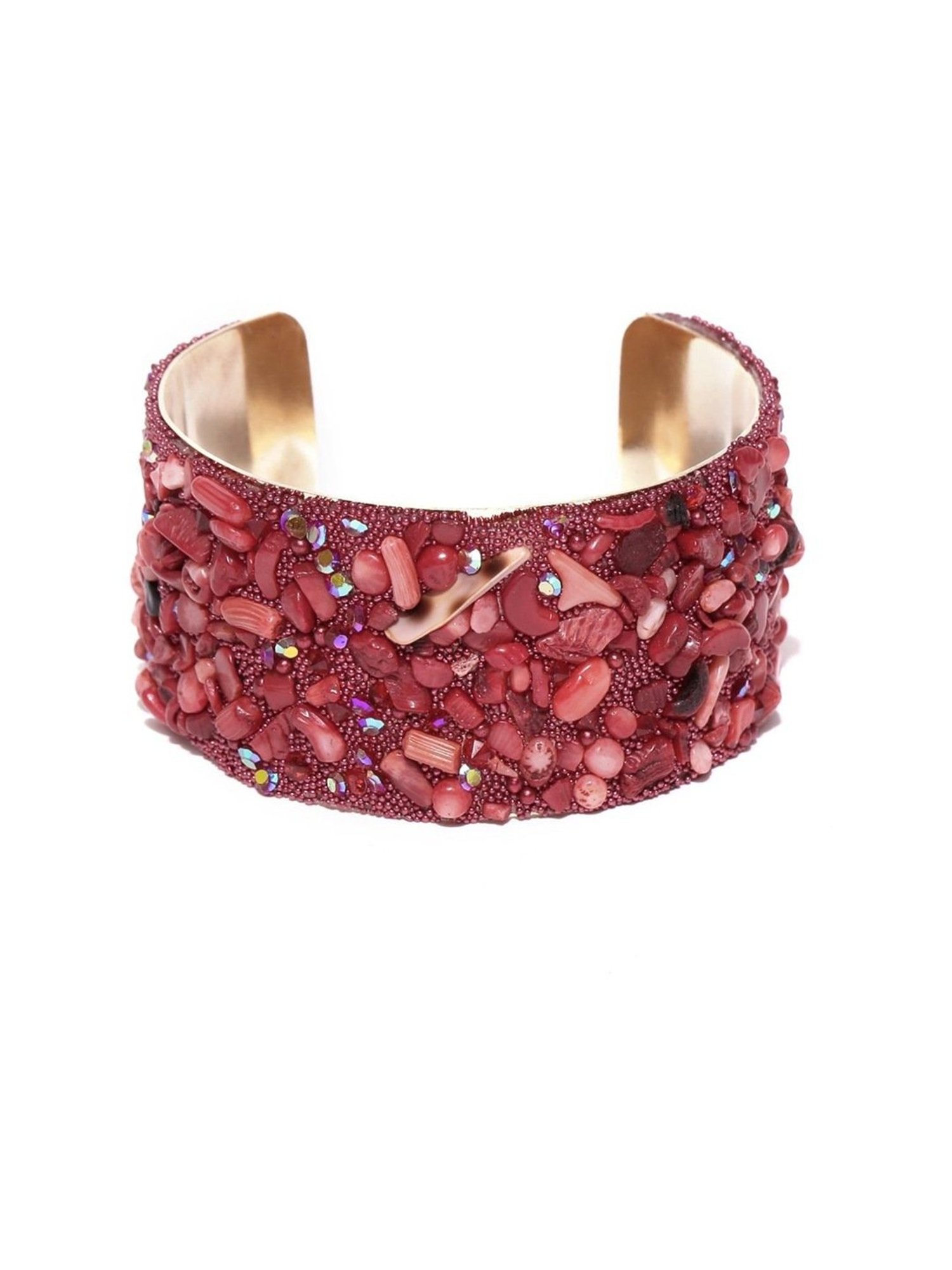 YouBella Valentine Gifts Jewelry Crystal Beads Studded Red Cuff Bracelet