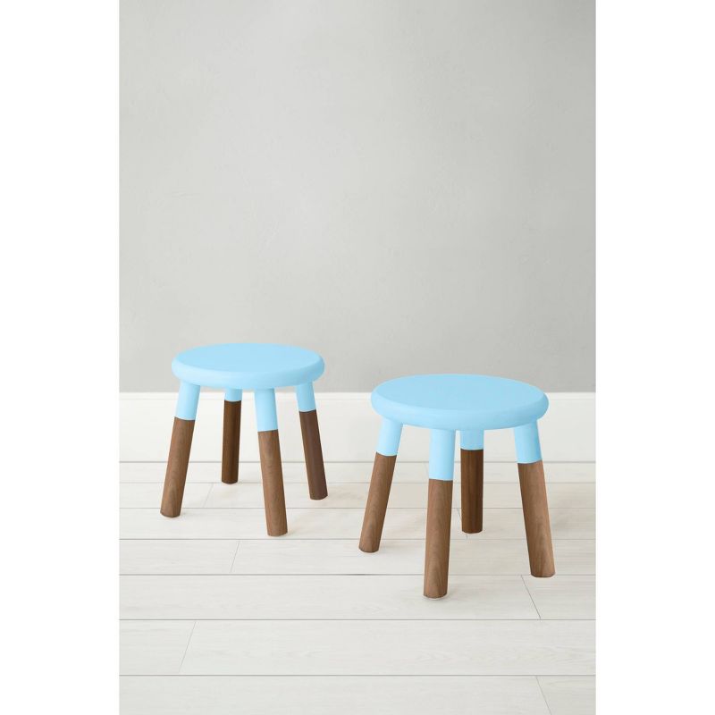 Set of 2 Peewee Wood Veneer Kids' Chairs Solid Walnut/Sky Blue - Nico & Yeye