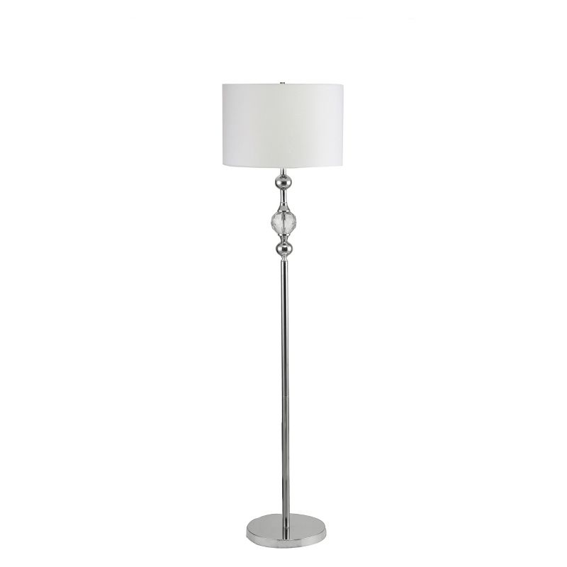 62.5" Traditional Metal Floor Lamp with Crystals (Includes CFL Light Bulb) Silver - Ore International