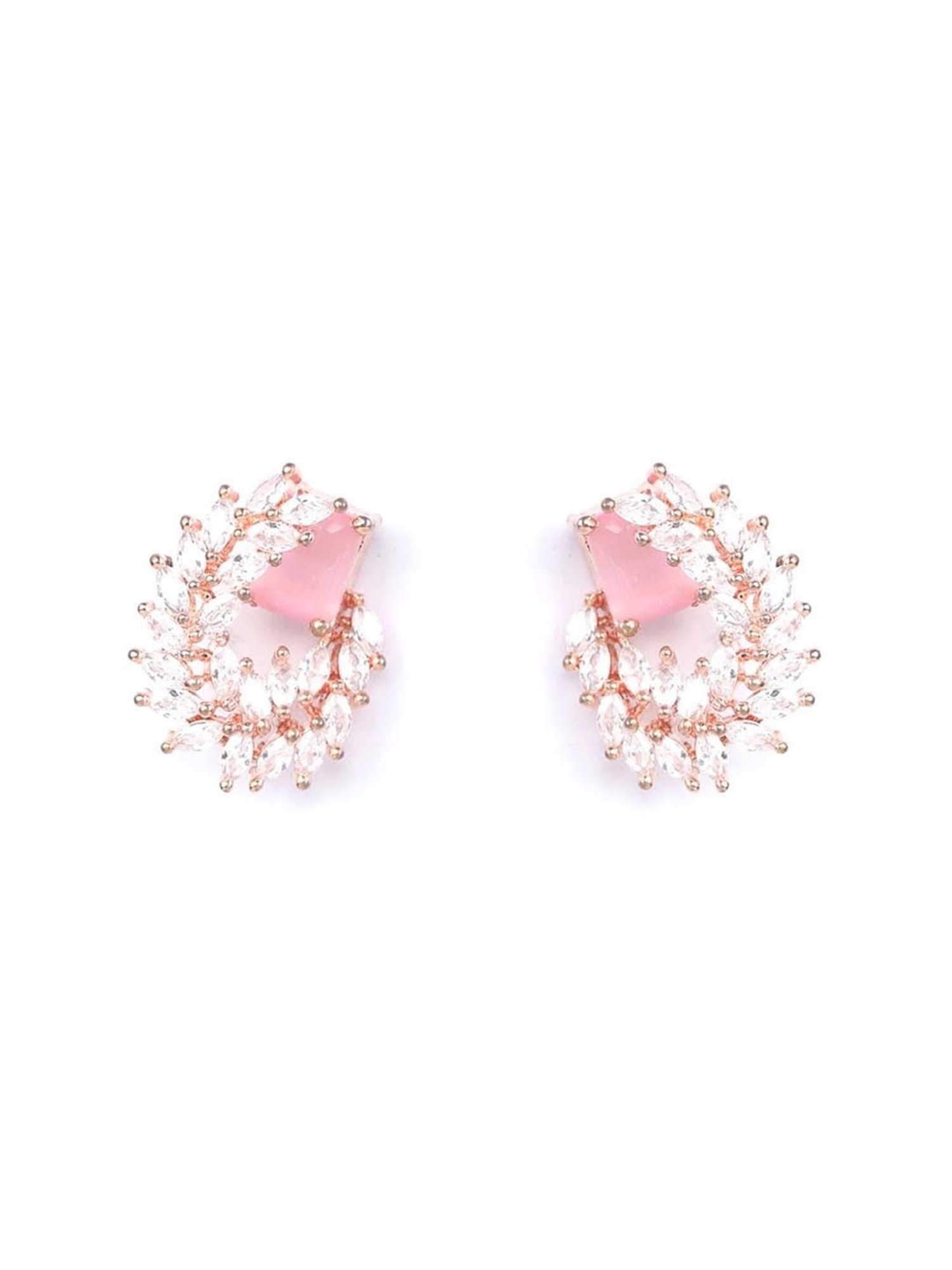 Priyaasi Pink & Rose Gold Stud Earrings