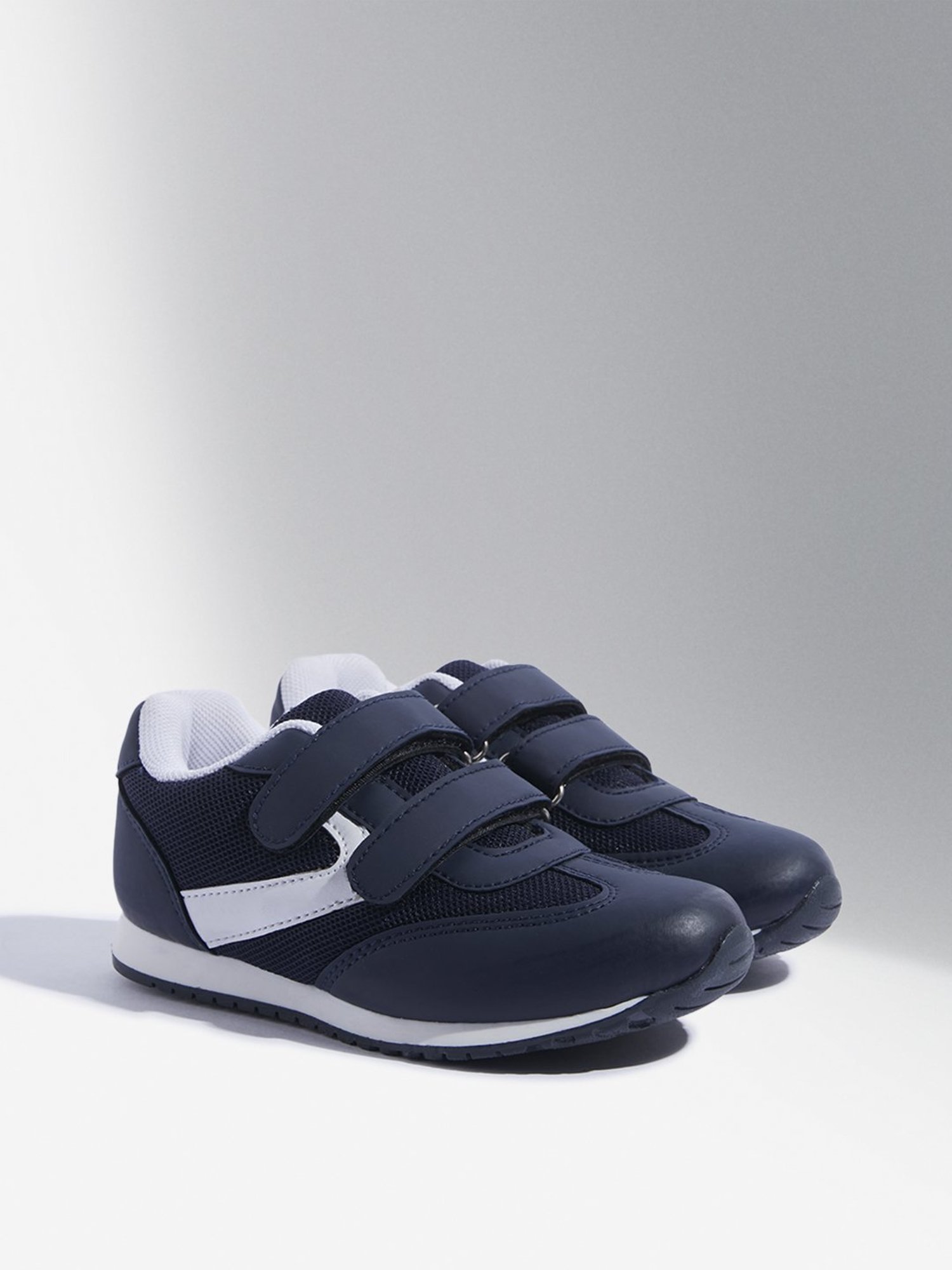 Yellow by Westside Navy Mesh Design Velcro Shoes