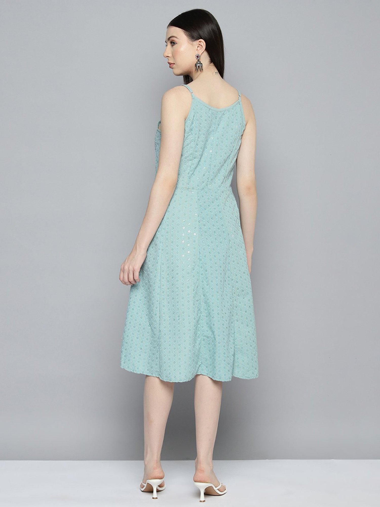 Jompers Light Blue Embroidered Ethnic Dress