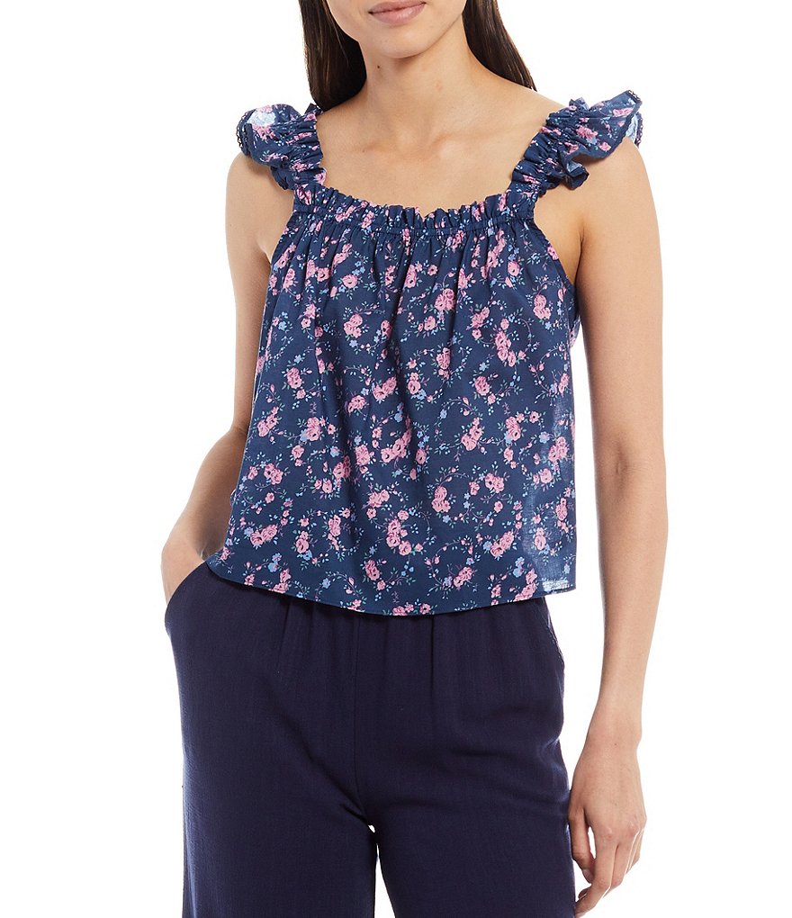 Shabby Chic Selena Floral Square Neck Tank