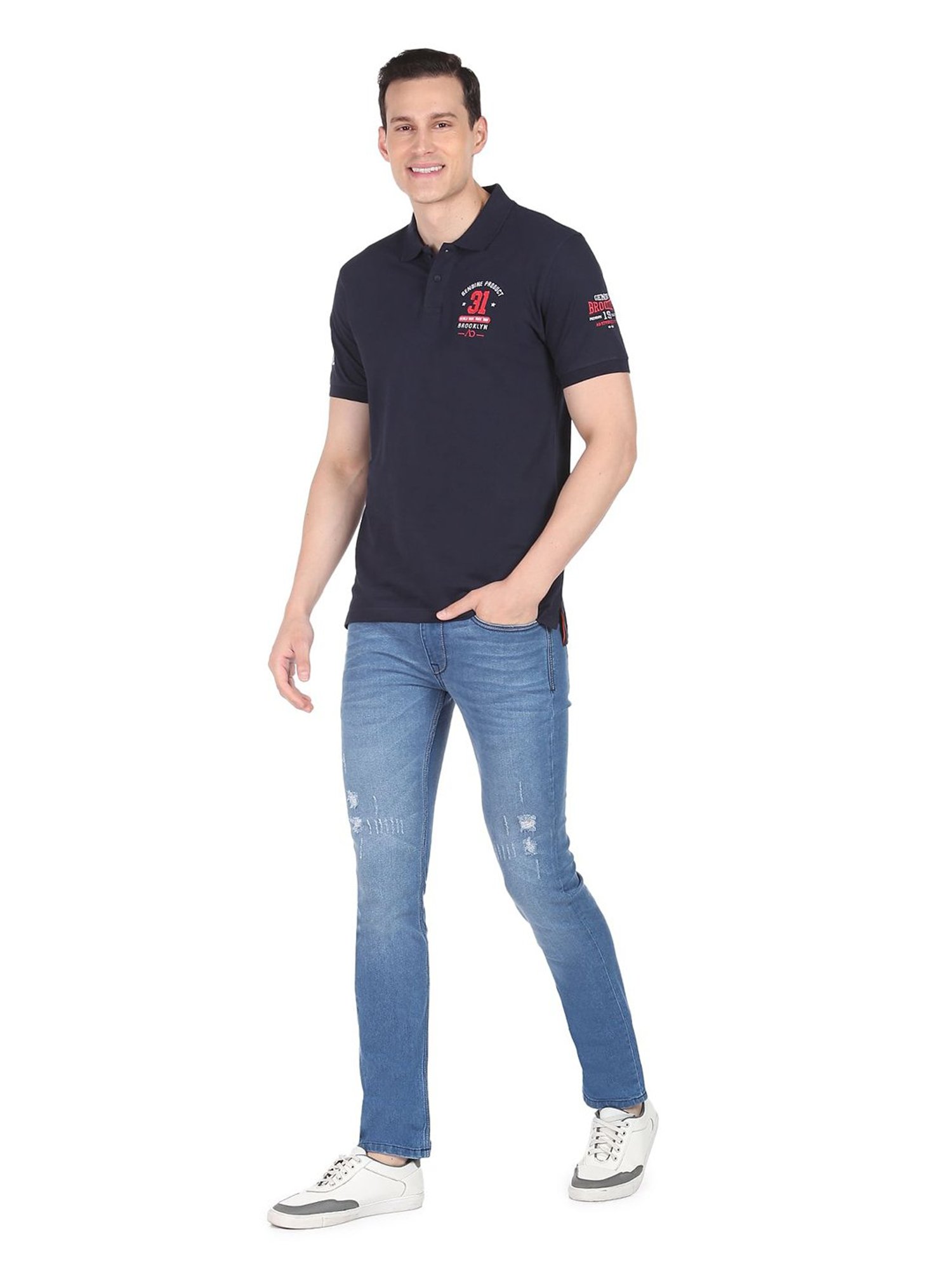 AD by Arvind Navy Polo T-Shirt