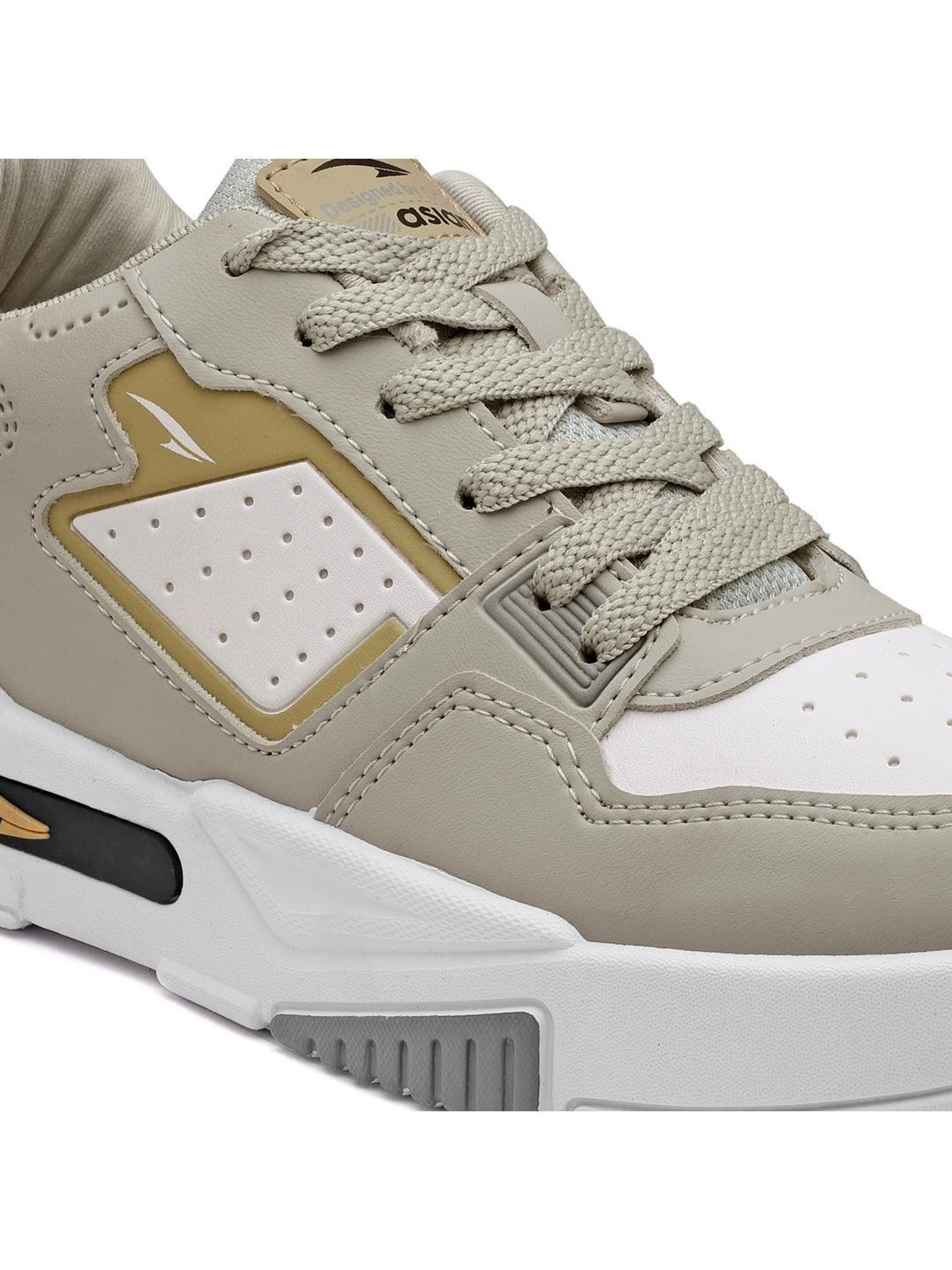 Asian Men's Grey & White Casual Sneakers