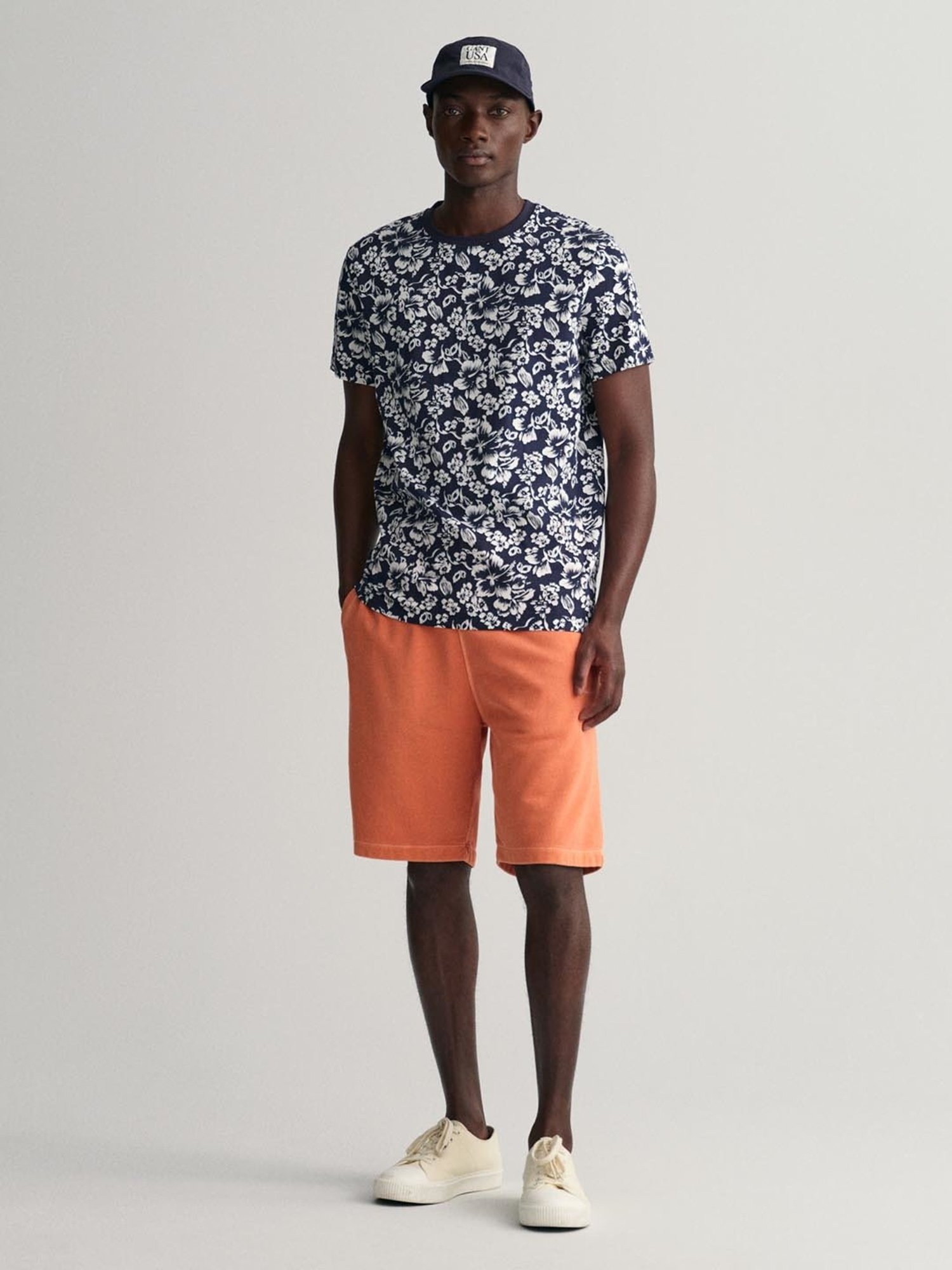 GANT Blue Cotton Regular Fit Printed T-Shirt