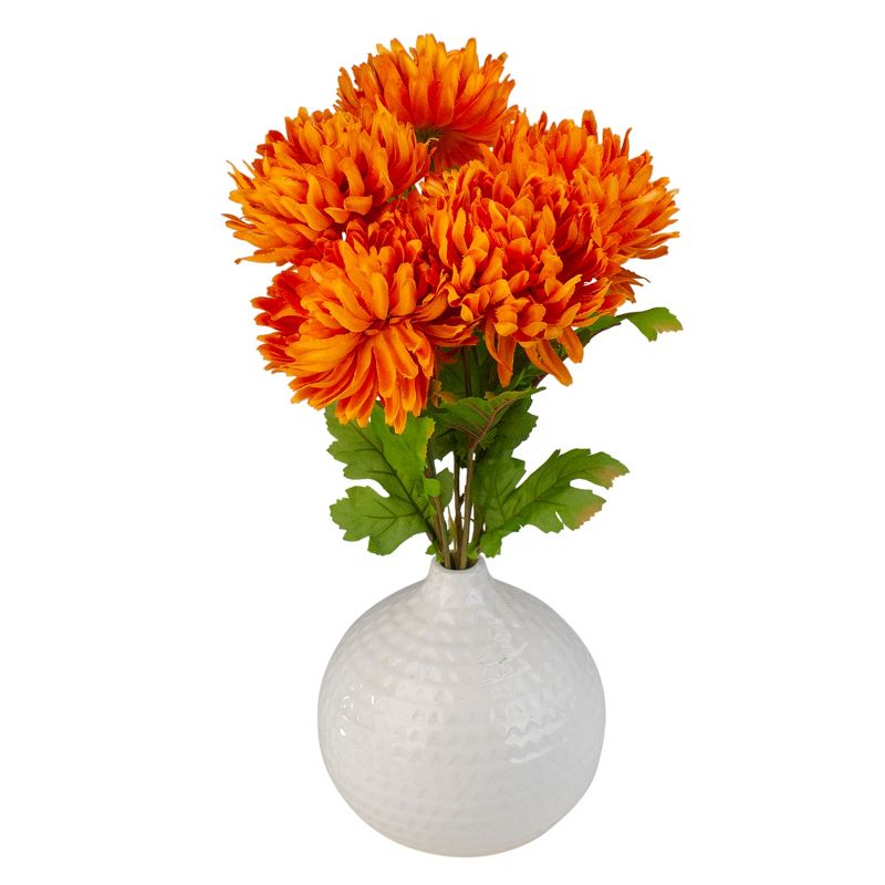 Darice 20.5" Orange and Green Bush Mum Ball Artificial Thanksgiving Spray