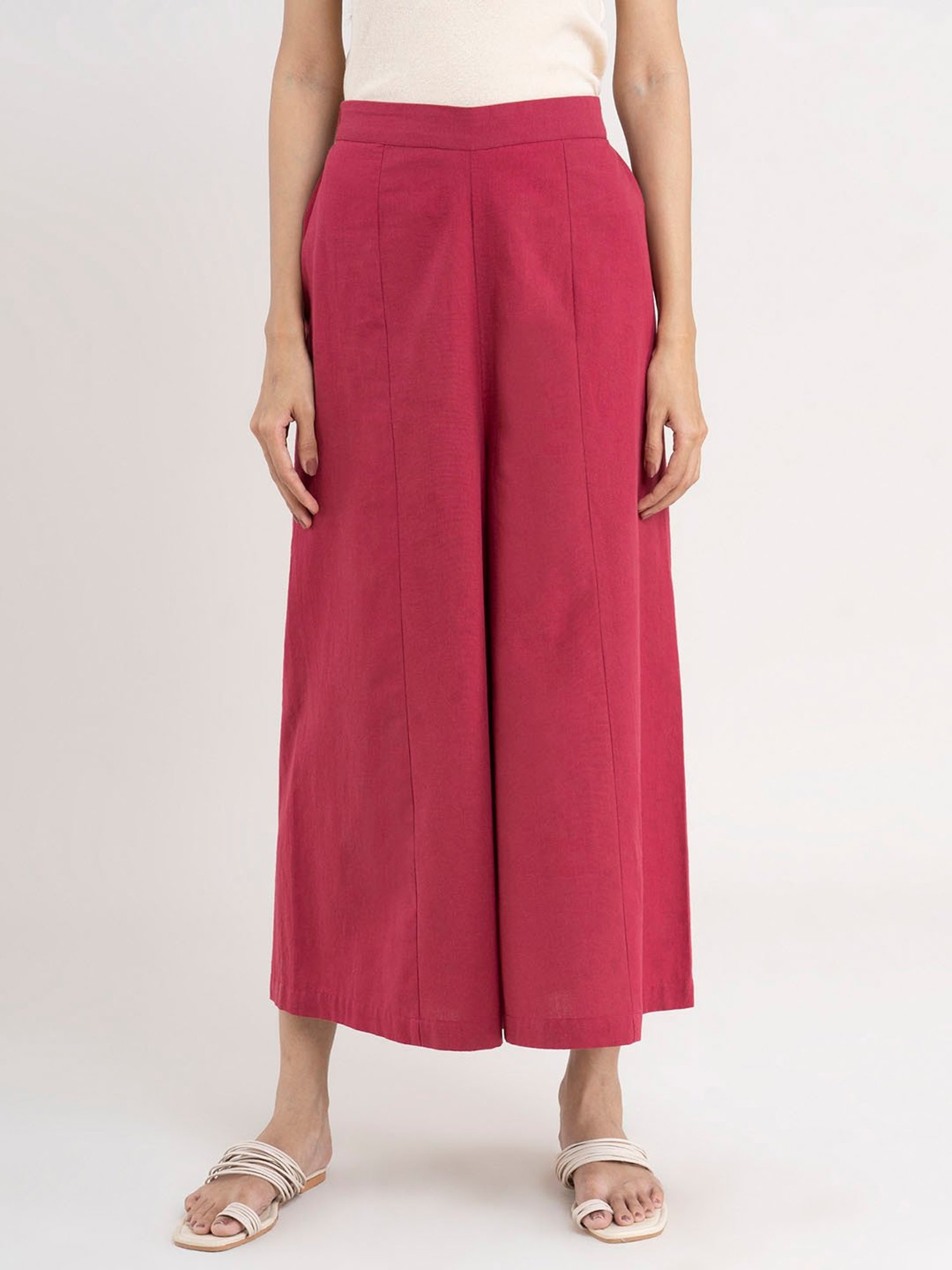 Pink Fort Pink Cotton Regular Fit Pants