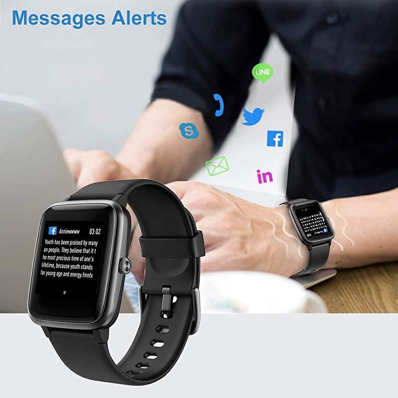 Smart Watch for Android Phones and iOS Phones Compatible iPhone Samsung IP68 Swimming Waterproof Smartwatch Fitness Tracker Fitness Watch Heart Rate Monitor Smart Watches for Men Women Black