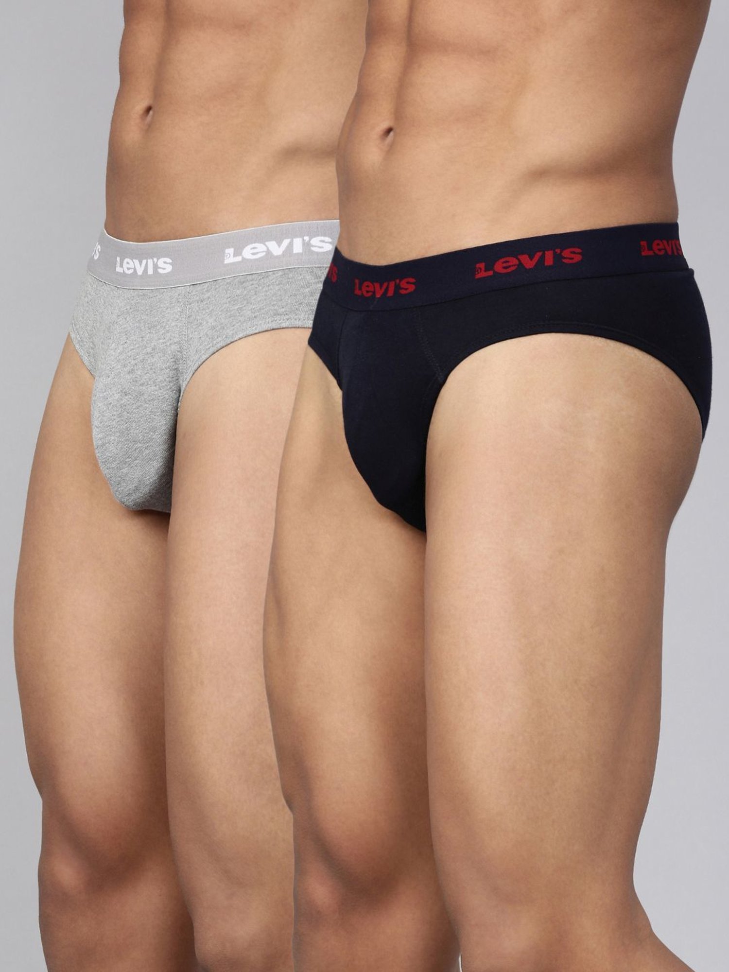 Levi's Black & Grey Cotton Regular Fit Briefs - Pack Of 2