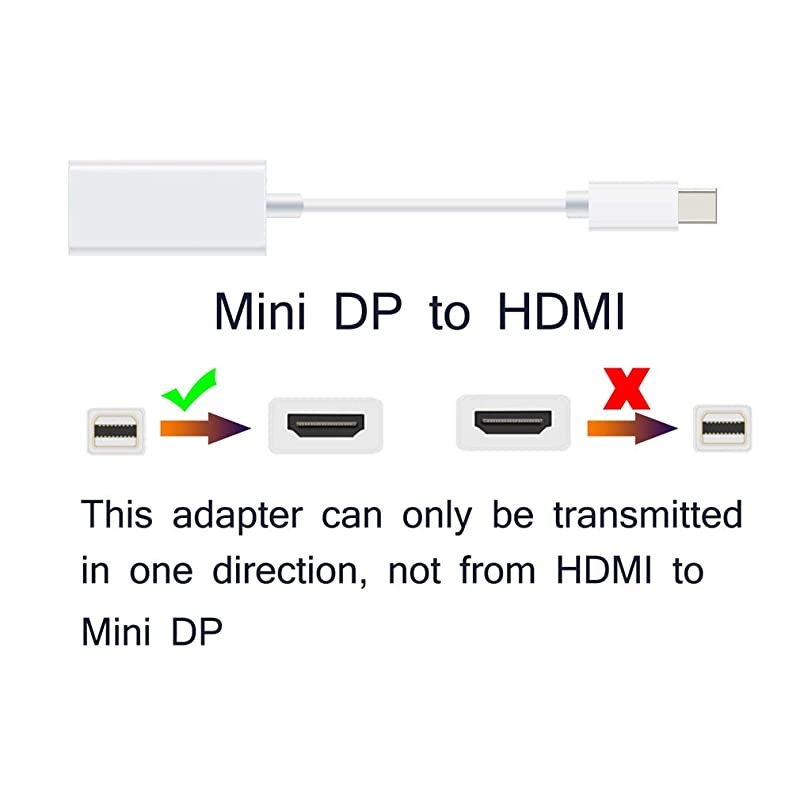 Mini DisplayPort to HDMI Adapter,  Thunderbolt to HDMI Converter for MacBook Air/Pro, Microsoft Surface Pro/Dock, Monitor, Projector and More (1-Pack, White)