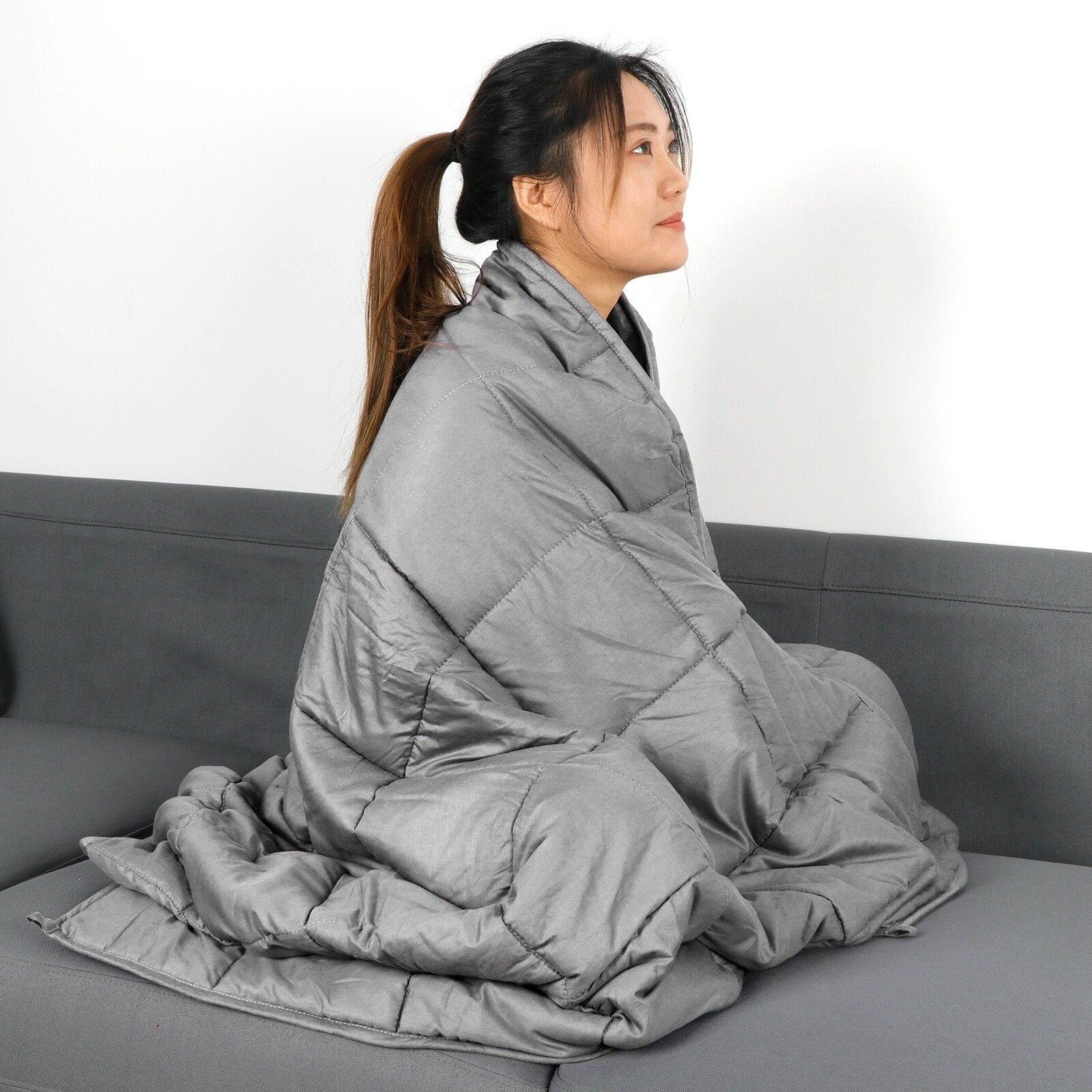 Breathable 100% Cotton 12/15/20lbs Weighted Blanket Fit to Full/Queen Size