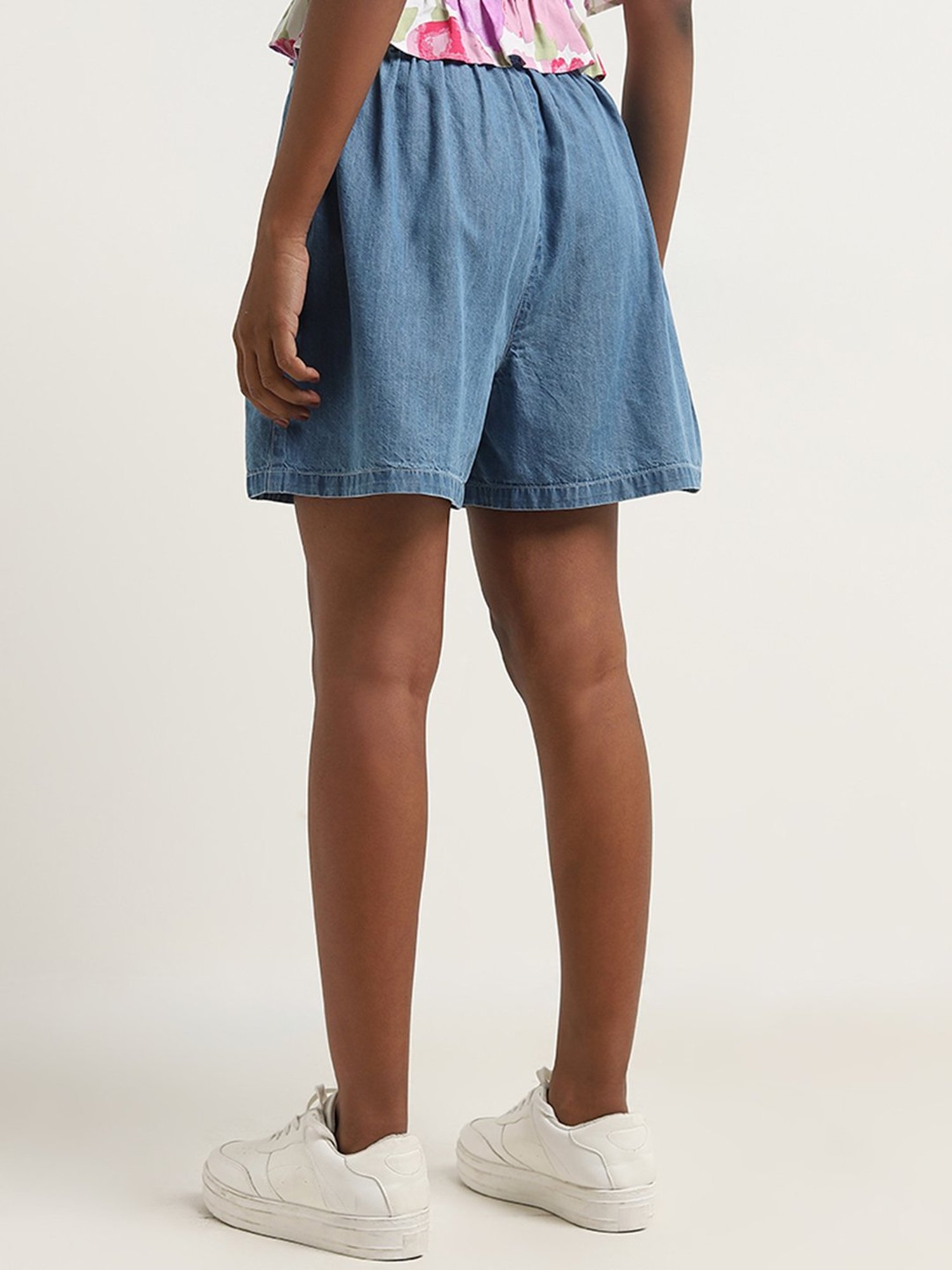 Bombay Paisley by Westside Blue Mid-Rise Denim Shorts