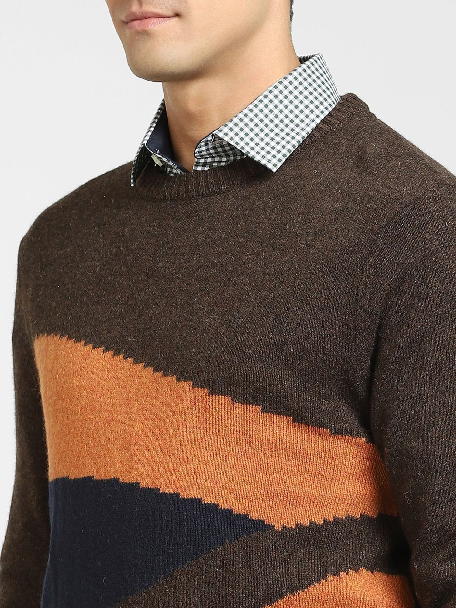 SELECTED HOMME Shaved Chocolate Regular Fit Colour Block Sweater