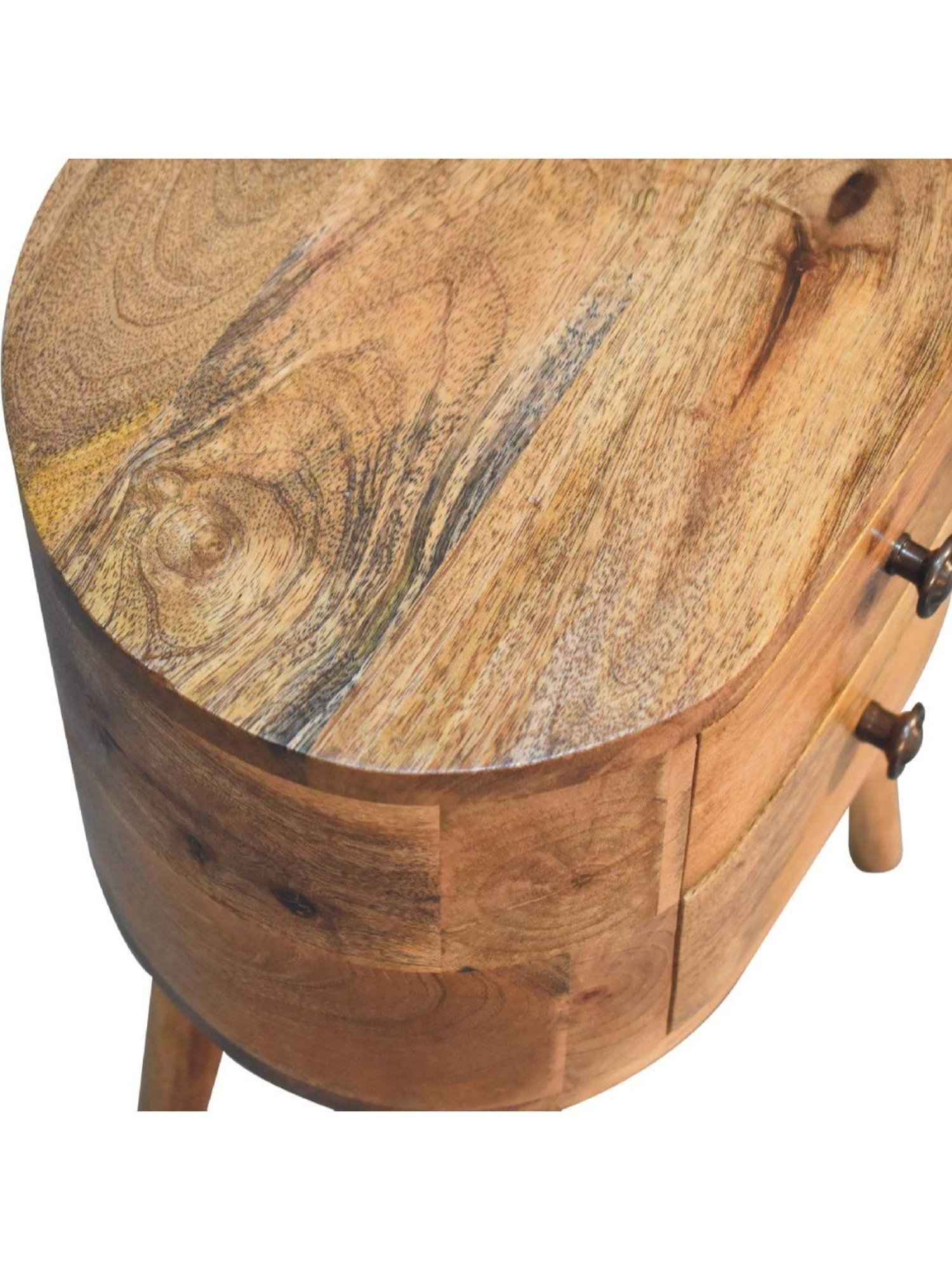 Artisan Furniture Brown Wood Mini Oakish Rounded Bedside Table