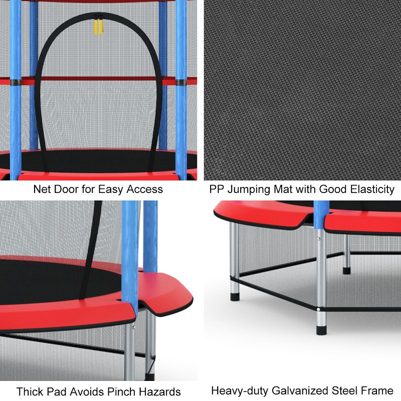 Costway 14 Ft Multicolored Trampoline Recreational Exercise w/ Safety Net Ladder