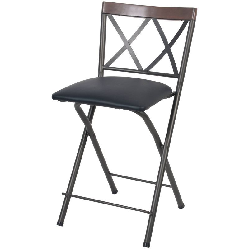 24" Folding Metal  Counter Height Barstool Gunmetal - Cheyenne Products