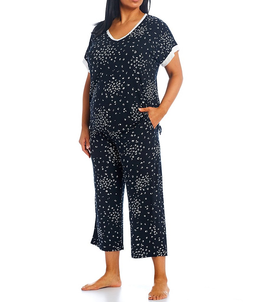 Donna Karan Scattered Animal Print Coordinating Knit Sleep Top