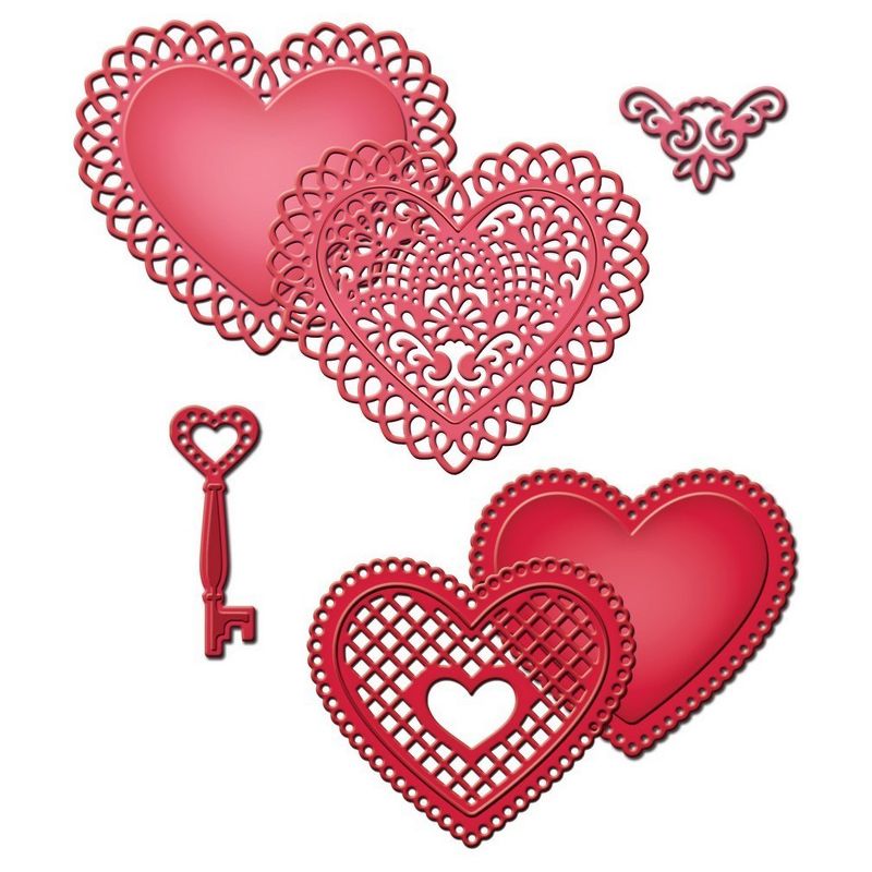 Spellbinders Shapeabilities Dies Lace Hearts-Silver Asst Sizes