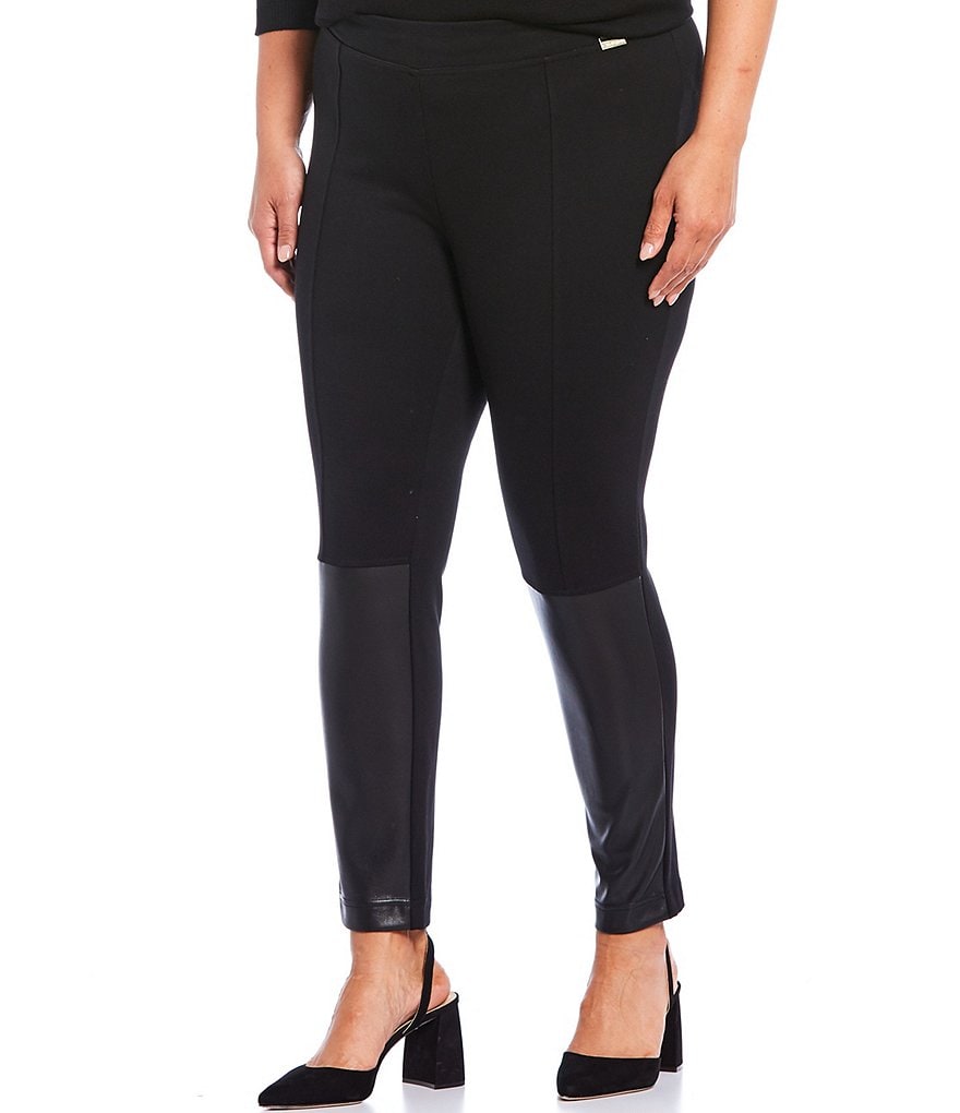 Kasper Plus Size Stretch Crepe Stand Combo Collar One Button Jacket