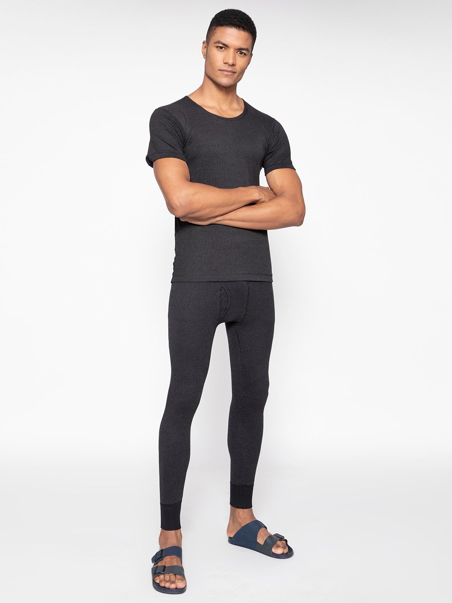 Sporto Black Striped Thermal Top