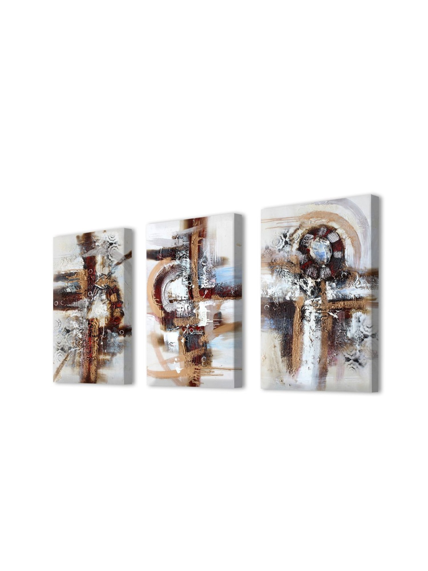 Art Street Printed Brown Cotton Canvas Wall Art - Set of 3