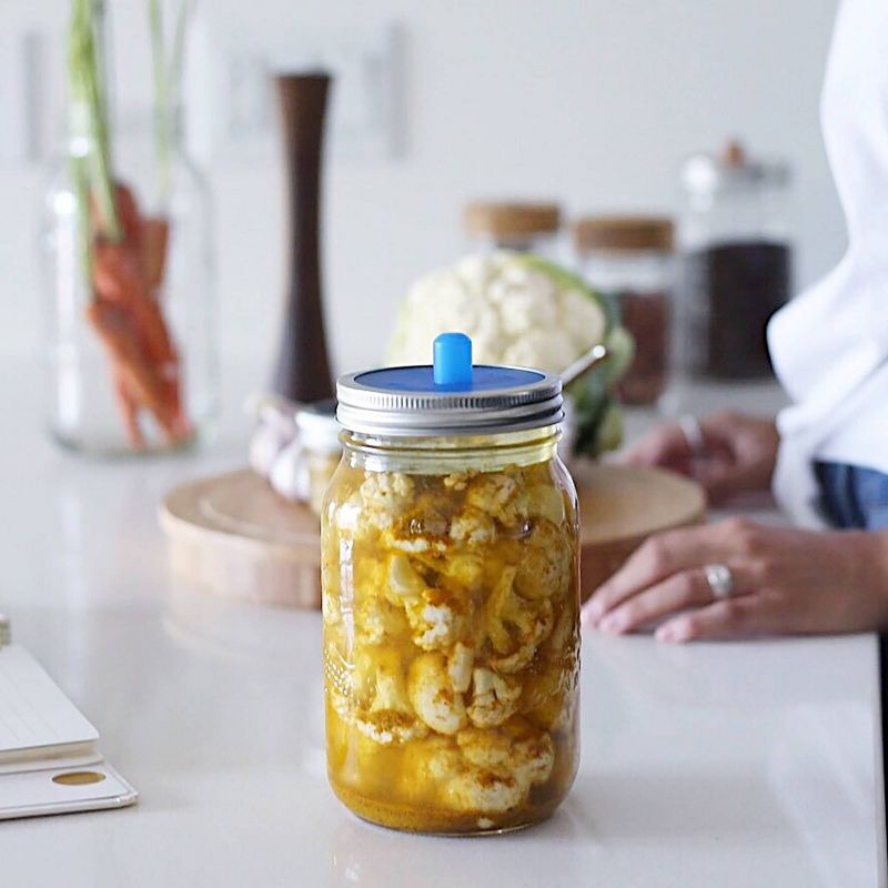 Masontops Pickle Pipe and Pickle Pebble Mason Jar Fermentation Kit - Wide