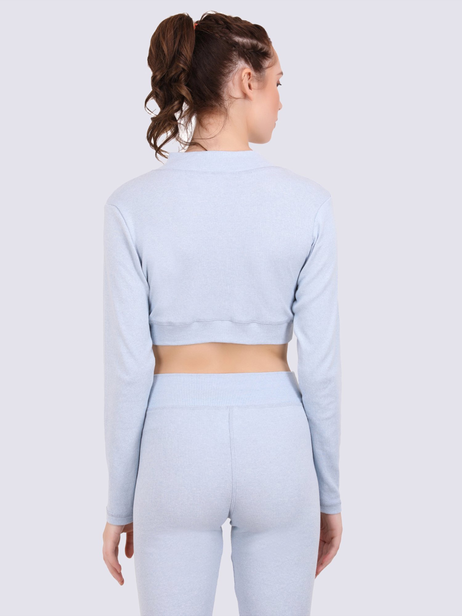 EVERDION Grey Cotton Sports Crop Top