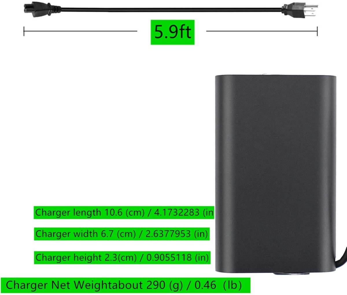 New Ac Charger Fit for Dell Latitude 7390 7240 7440 7450 E5550 3350 3160 E7440 E5440 65W LA65NM130 HA65NM130 Laptop Power Supply Adapter Cord 65 watt