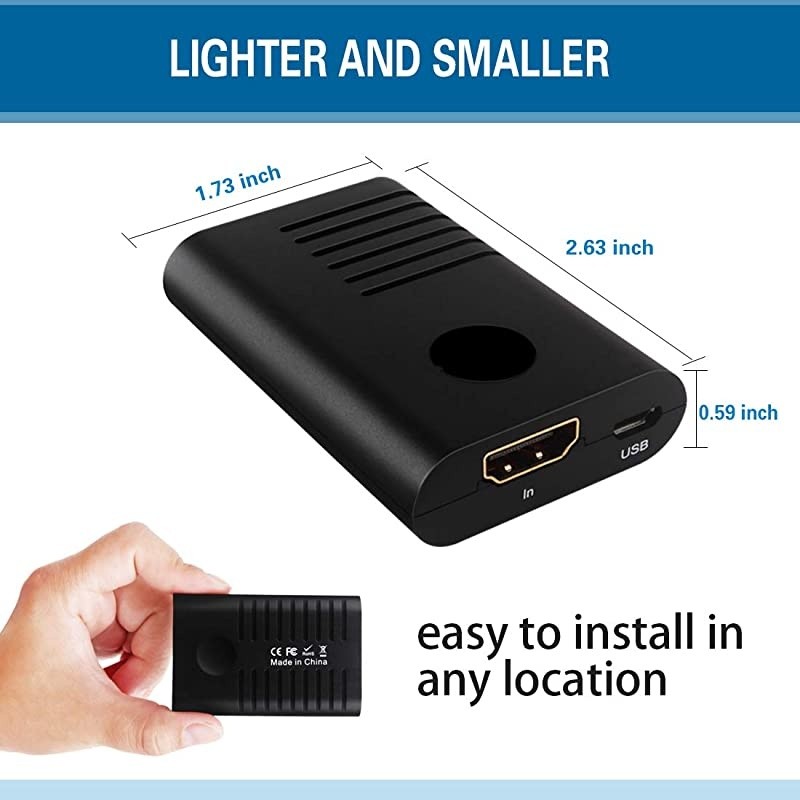 HDMI Repeater 4K,  Upgrade HDMI 2.0 Repeater Signal Booster, HDMI Amplifier HDMI Repeater 4K Mini HDMI Extender Repeater Support 4Kx2K, 3D, 1080P, Fast & Lossless Transmission