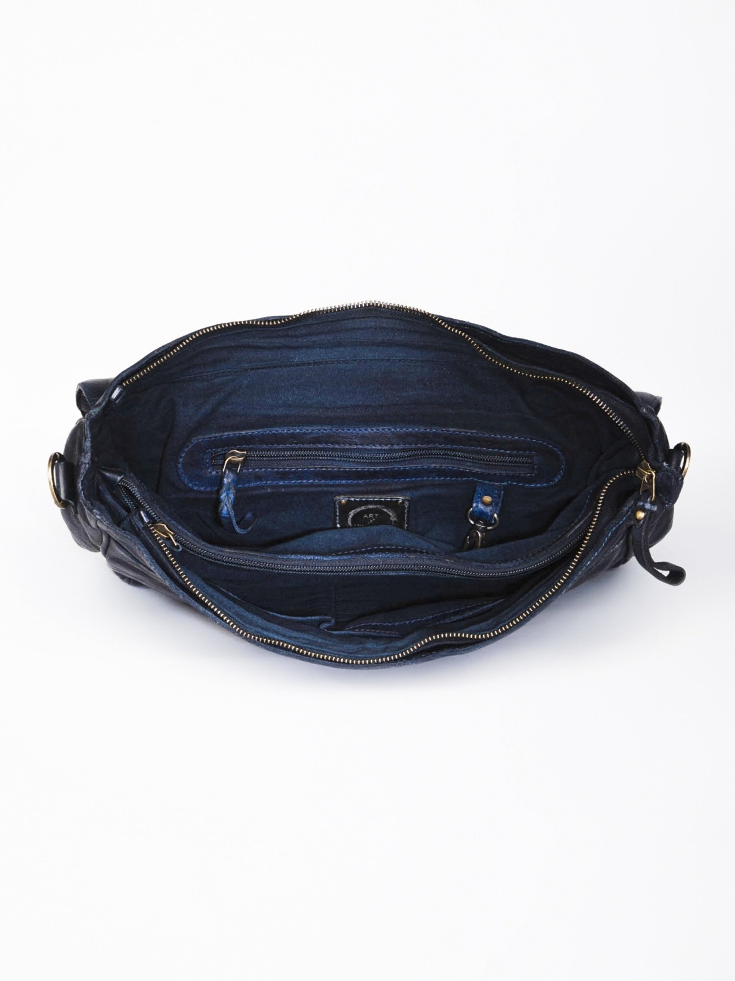 Art N Vintage Axel Navy Leather Solid Large Laptop Messenger Bag