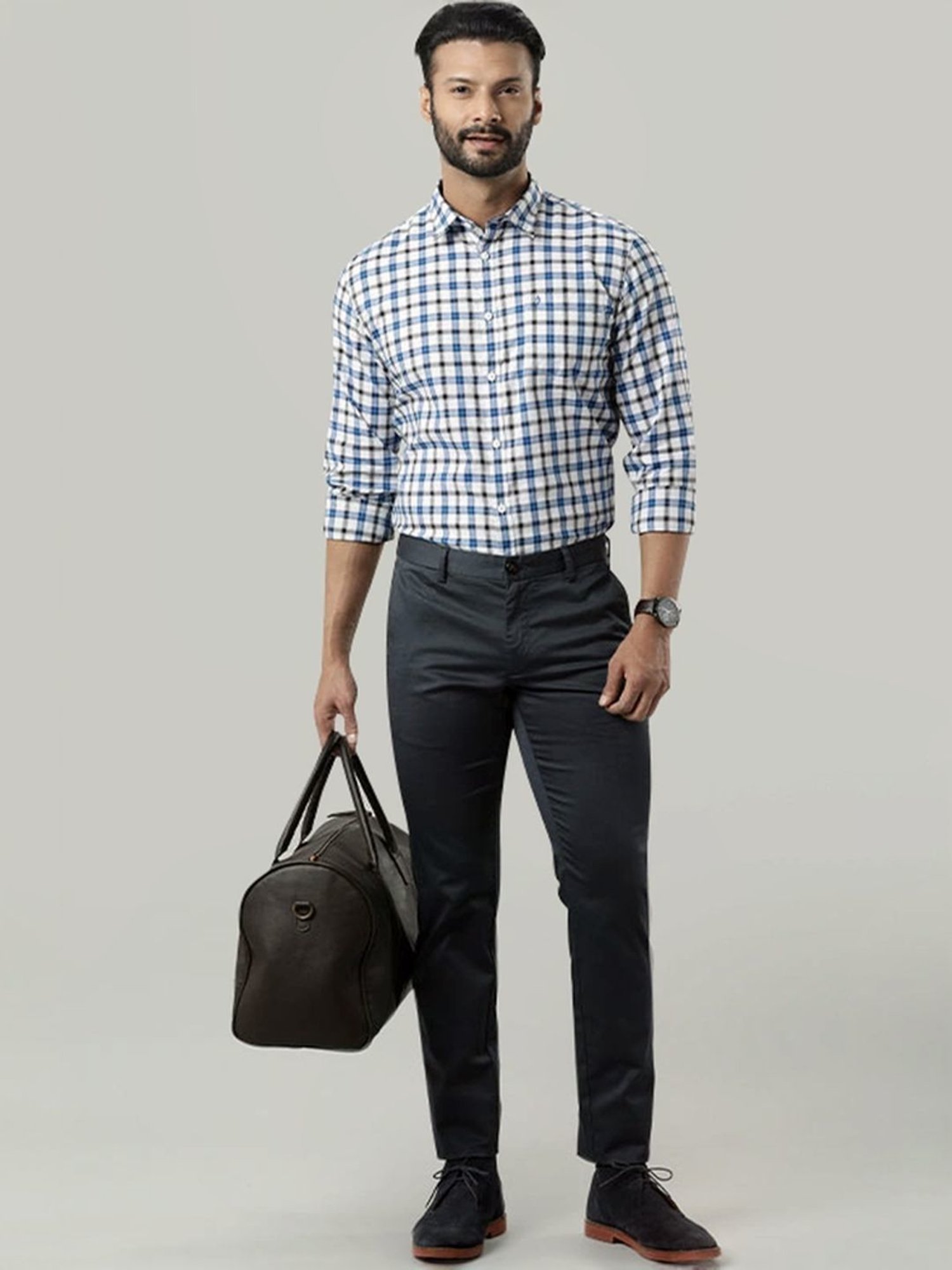 Indian Terrain Grey Slim Fit Trousers