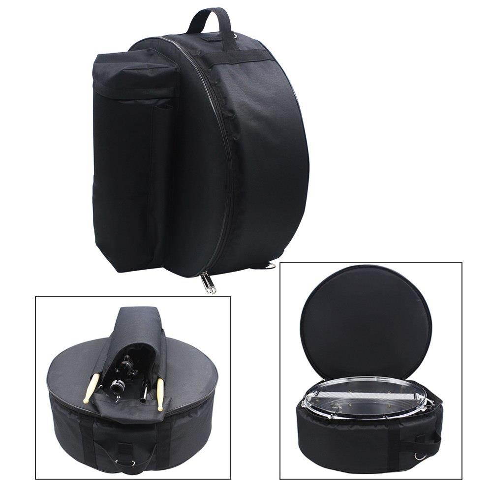 Durable 14 Inch Snare Drum Bag Backpack Case with Shoulder Strap Outside Pockets