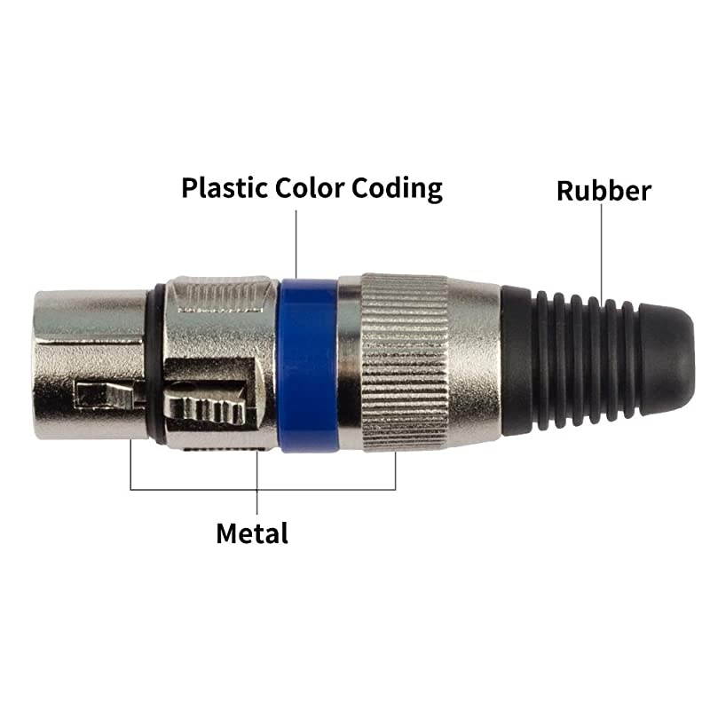 XLR Female Connector 10 Colors Male Plug with 3 Pins DMX Connector Microphone Connector