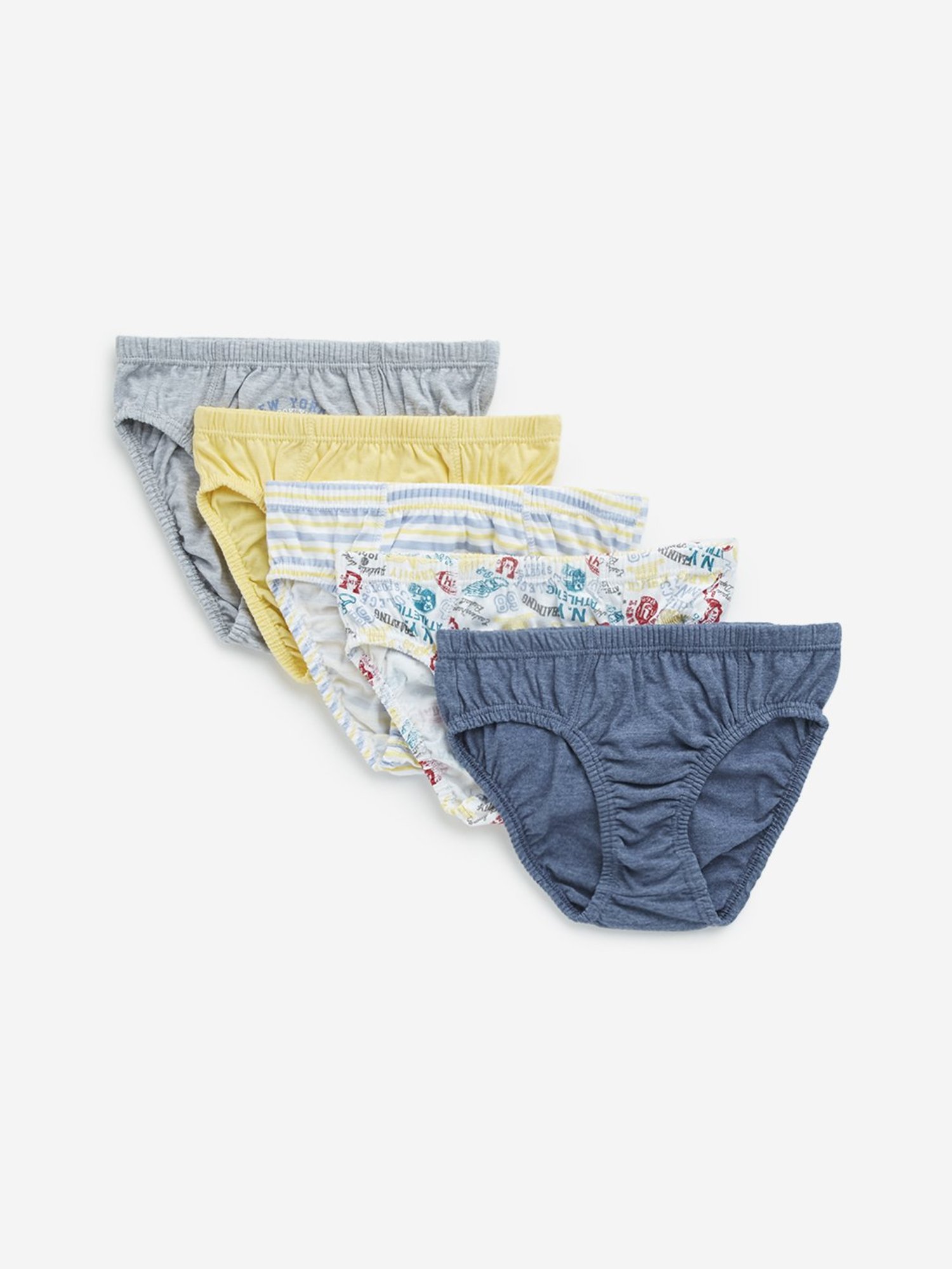 HOP Kids by Westside Yellow Printed Cotton Briefs - Pack of 5