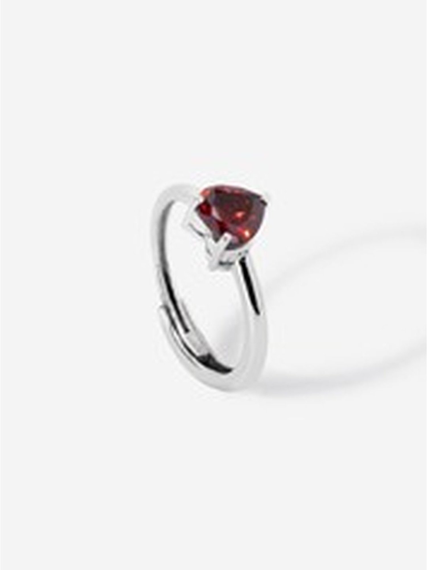 March by FableStreet 92.5 Sterling Silver Red Heart Zircon Ring for Women