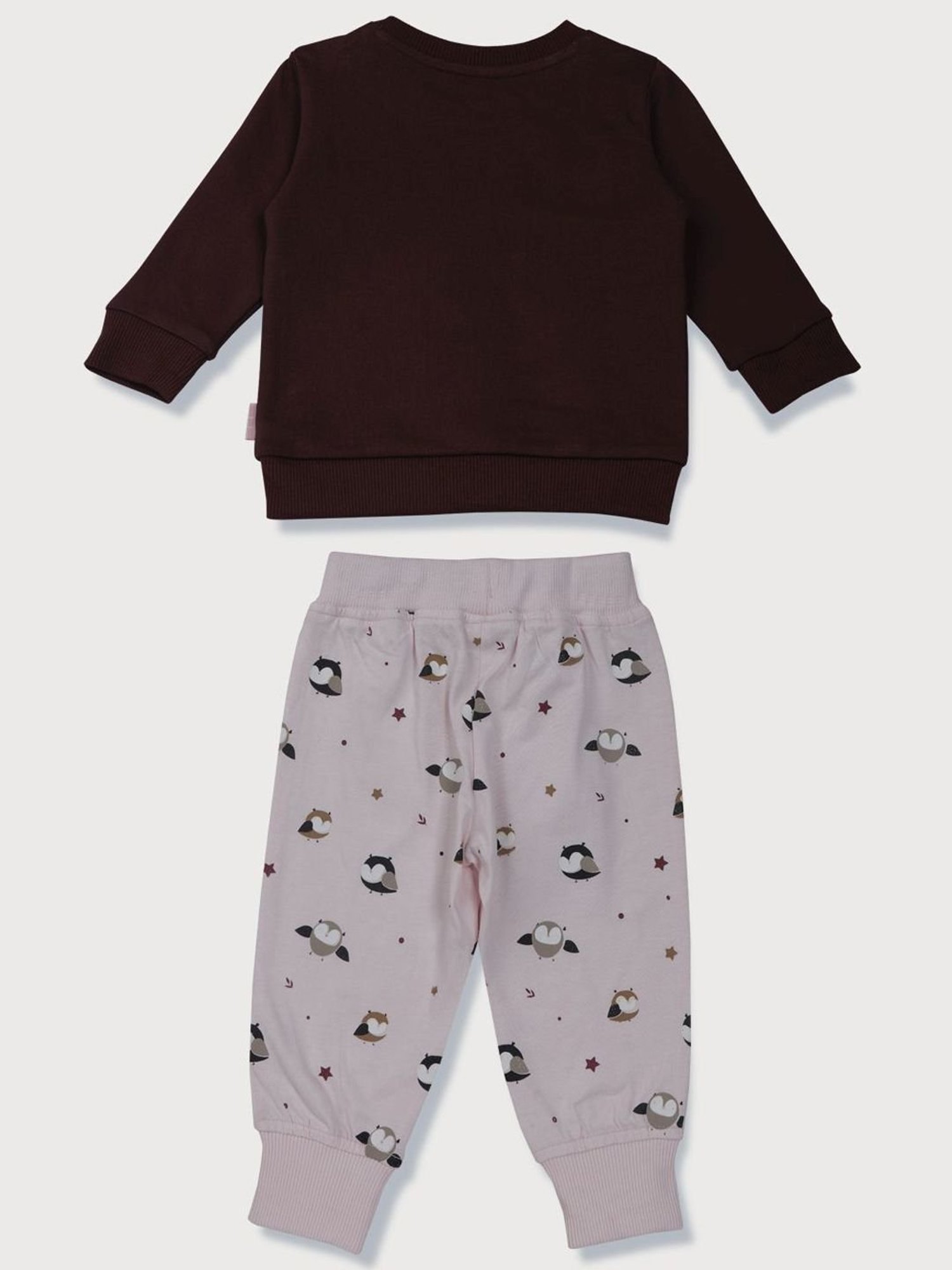 GJ baby Kids Maroon & Pink Graphic Full Sleeves T-Shirt Set