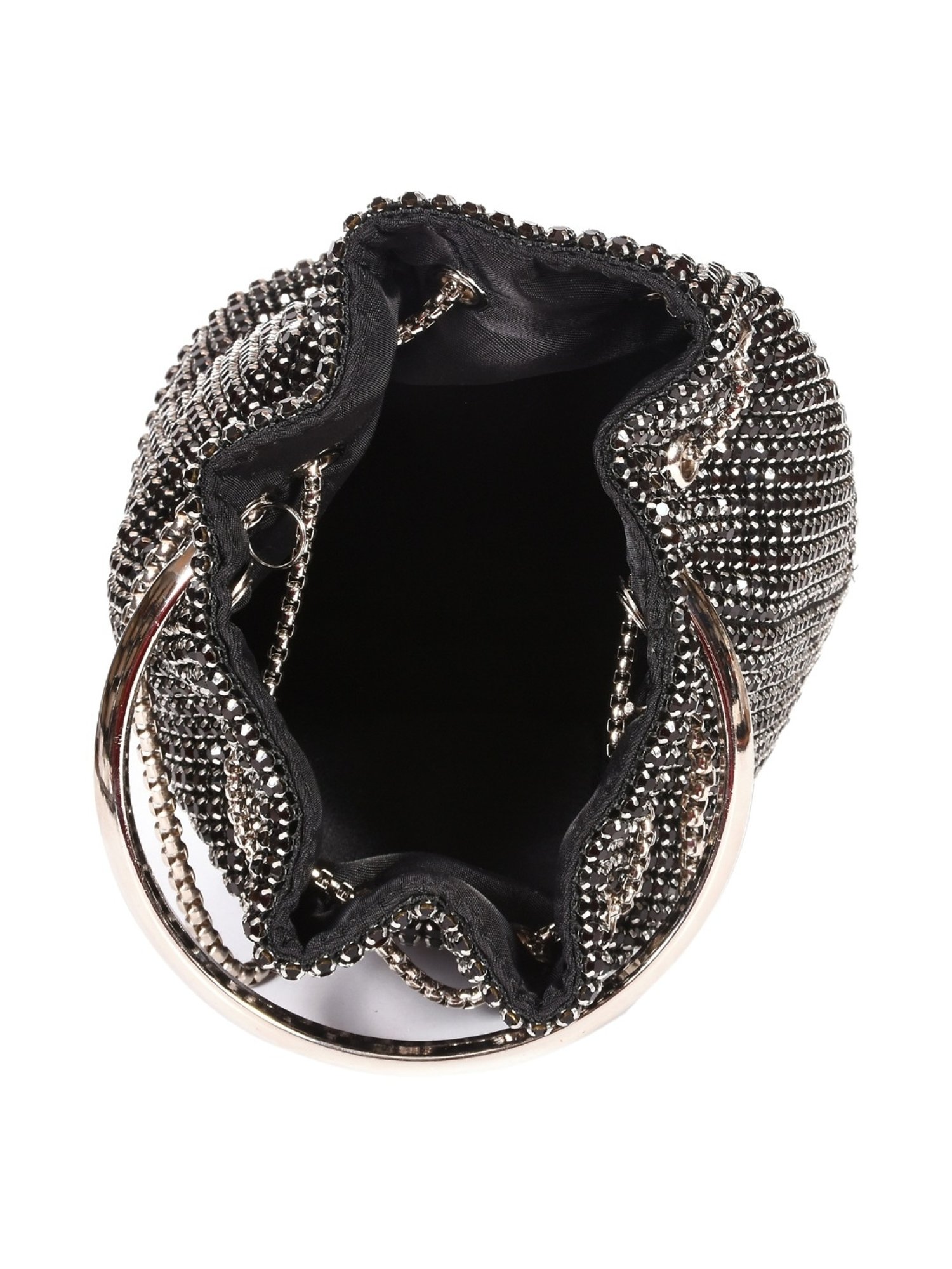 SASSORA RIM Black Leather Embellished Handbag