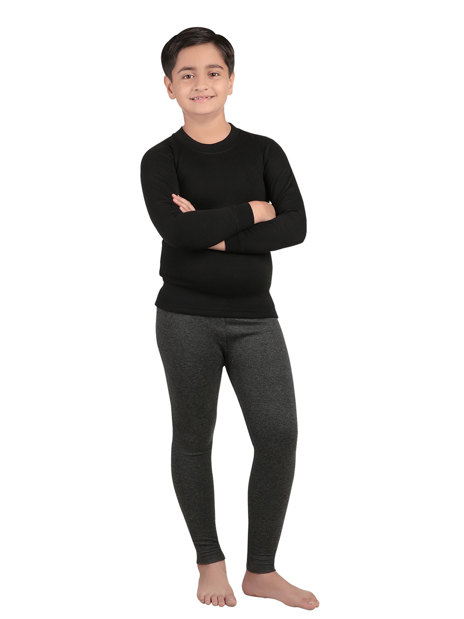 Dyca Kids Grey Melange Textured Thermal Pants (Pack Of 2)
