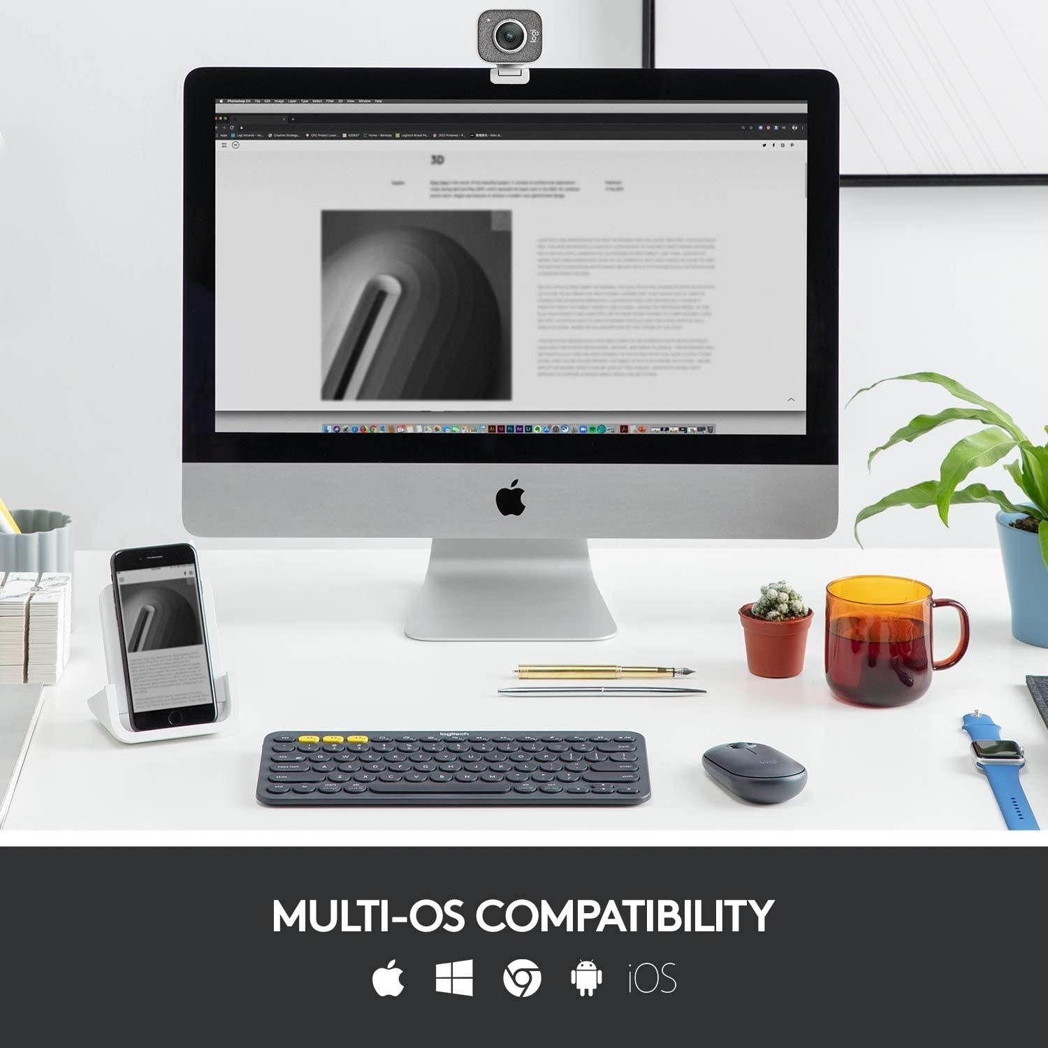 Logitech K380 + M355 Wireless Keyboard and Mouse Combo-Slim portable design quiet clicks long battery life Bluetooth connectivity multi device with Easy-Switch for Mac Chrome OS Windows-Graphite