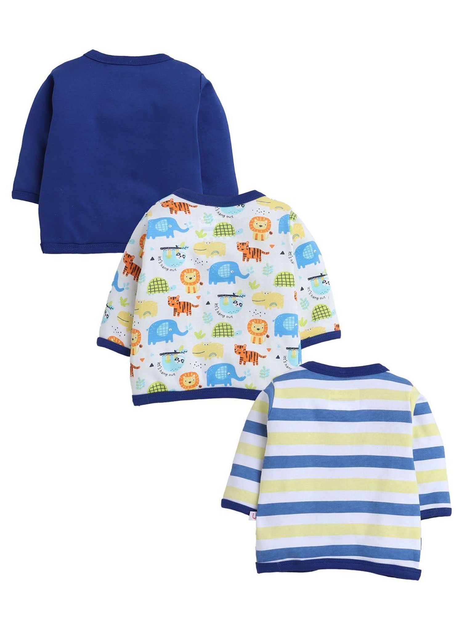 Bumzee Kids Navy & White Printed Full Sleeves T-Shirts (Pack Of 3)