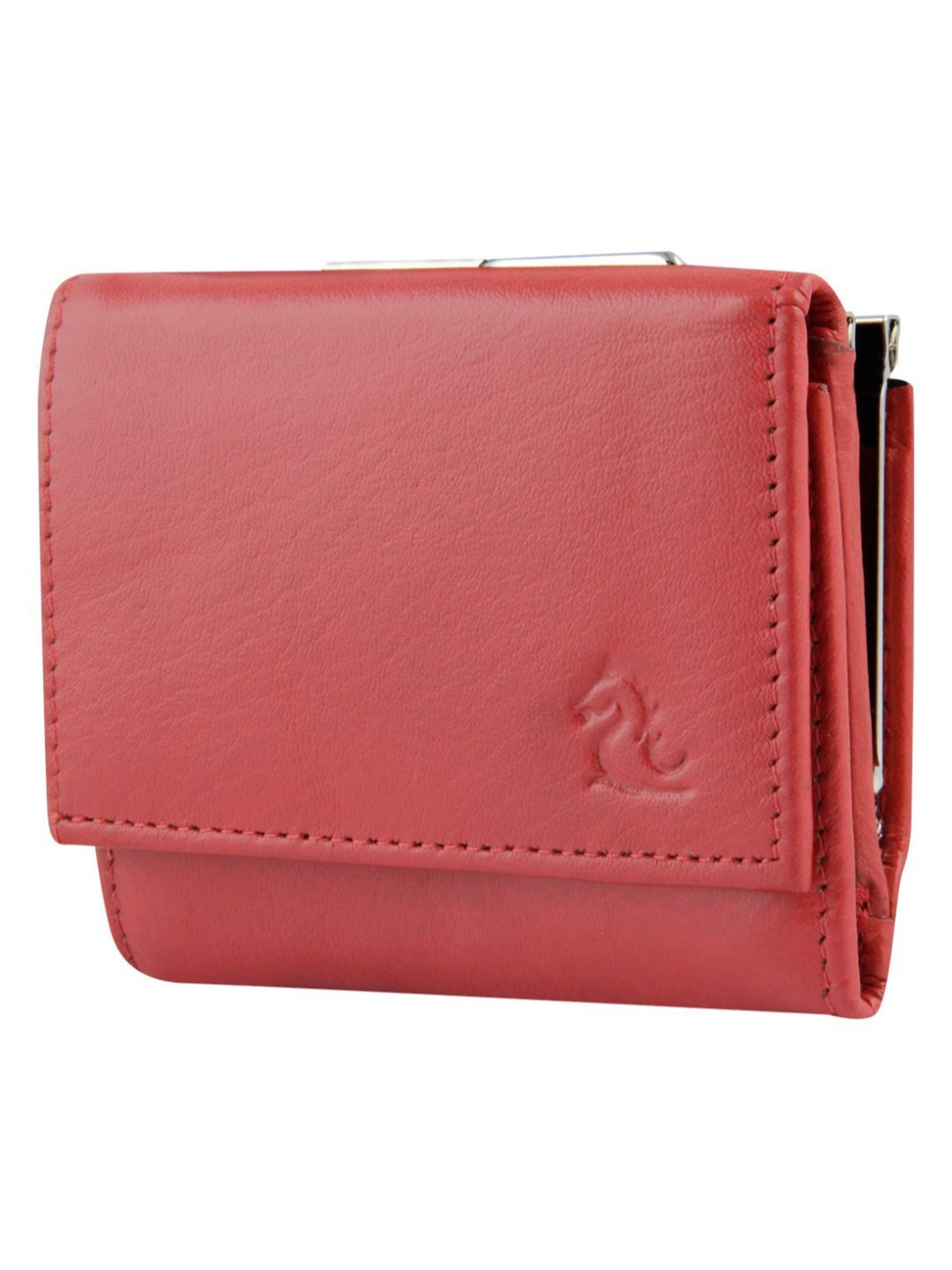 Kara Red Solid Tri-Fold Leather Wallet