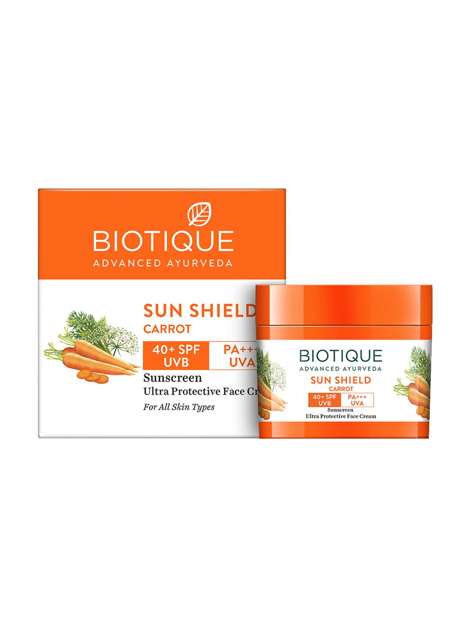Biotique Sun Shield Carrot SPF 40 Sunscreen Cream - 50 gm
