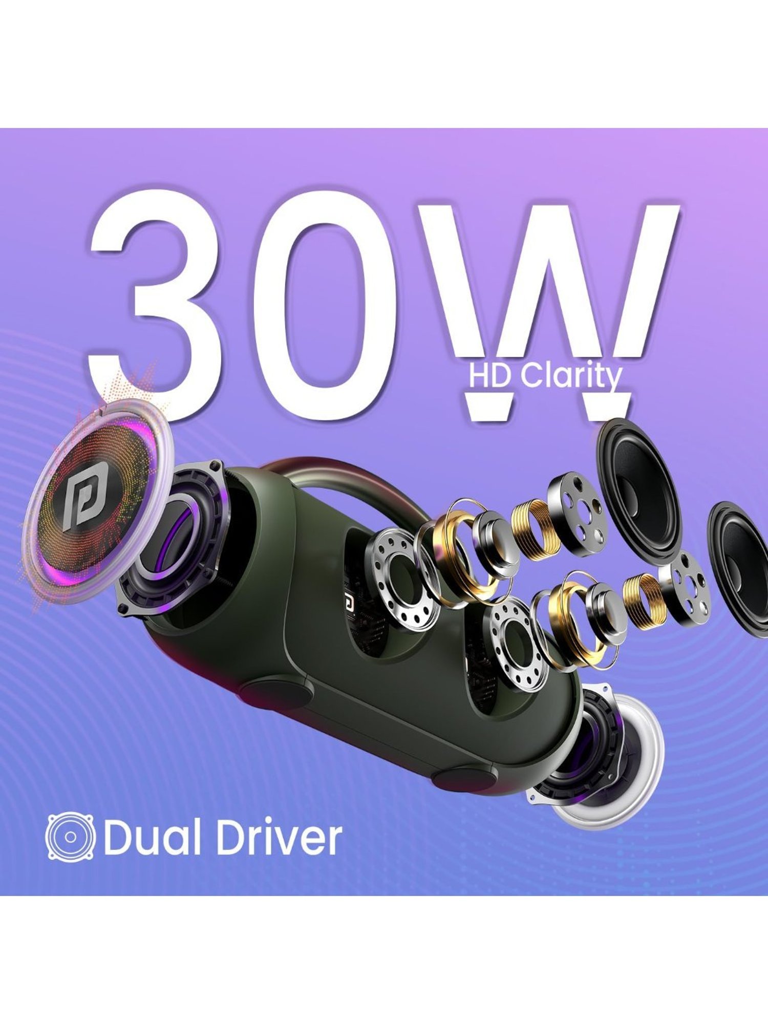 Portronics Radiant 30W Wireless Bluetooth Speaker With 6 Hours Playtime (Green)