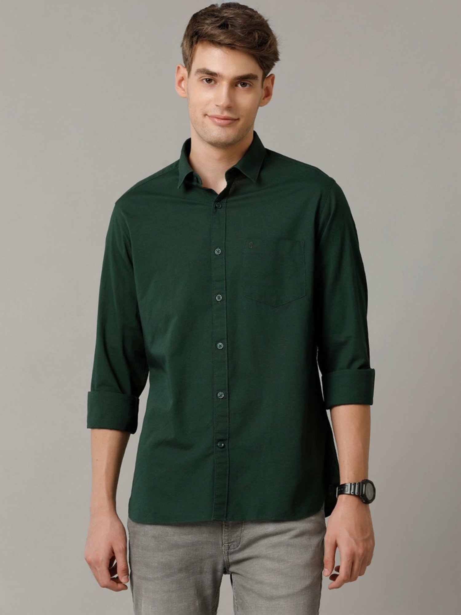 Kuons Avenue Cobalt Blue Slim Fit Denim Shirt