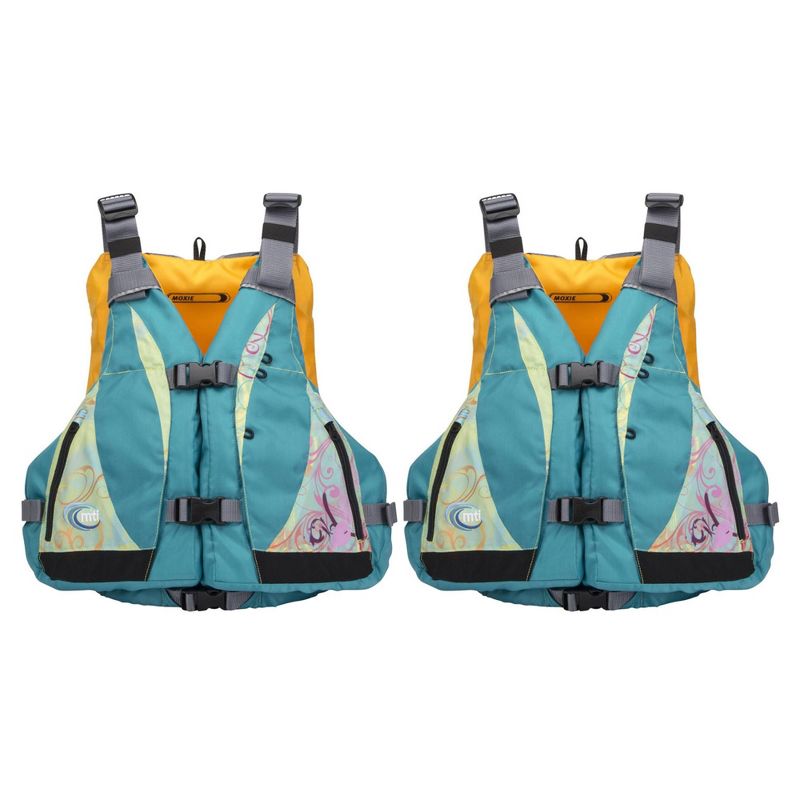 Intex Excursion Pro 2 Person Inflatable Kayak Set w/ 2 Moxie Life Jackets, M/L